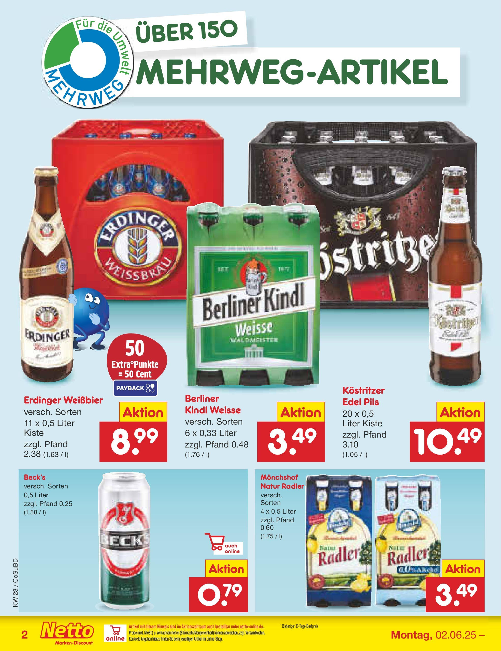Netto Marken-Discount prospekt Delitzsch (ab 01.06.2025) » Angebote | Seite: 38 | Produkte: Berliner, Erdinger, Weißbier, Pils