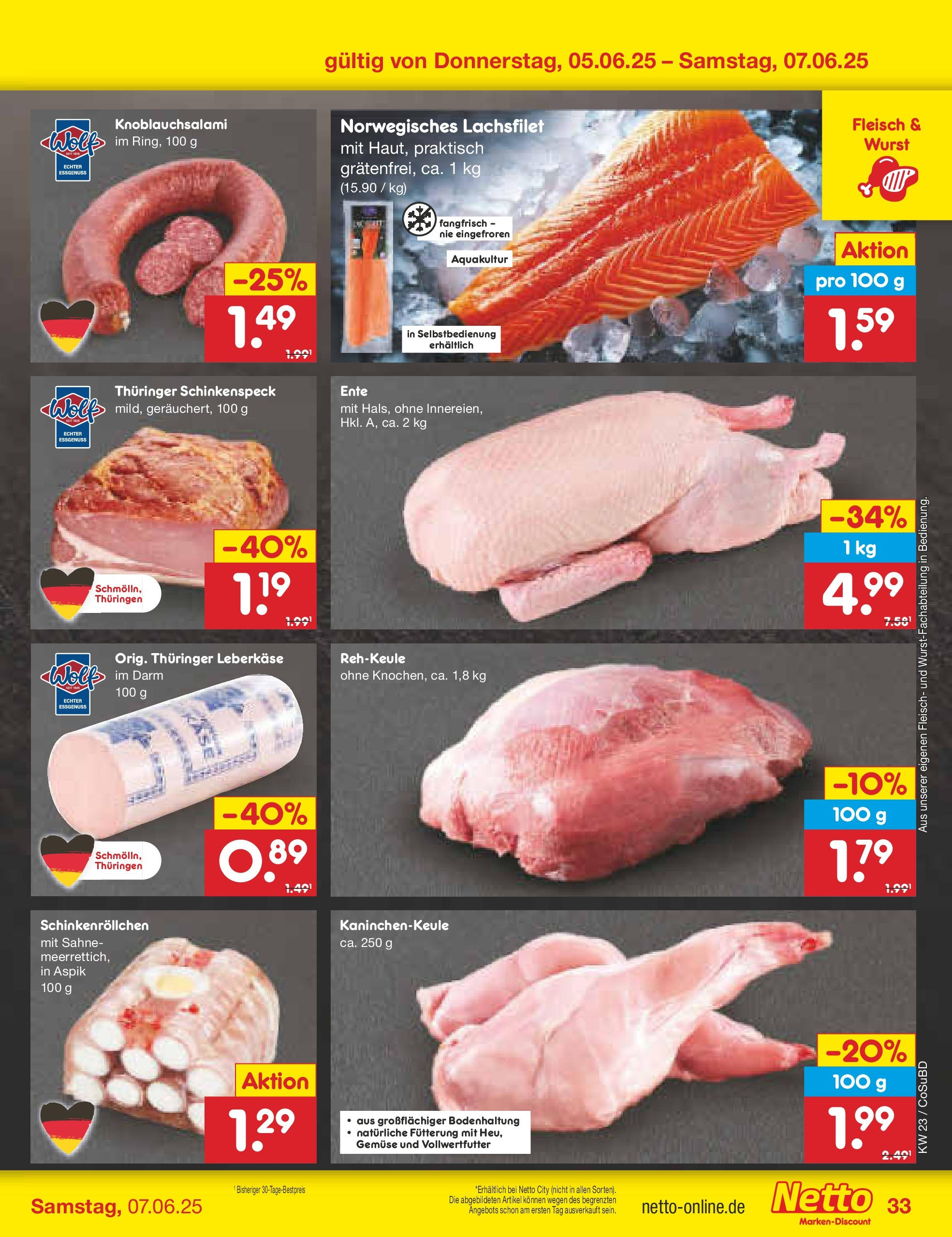 Netto Marken-Discount prospekt Delitzsch (ab 01.06.2025) » Angebote | Seite: 55 | Produkte: Käse, Gemüse, Ente, Leberkase