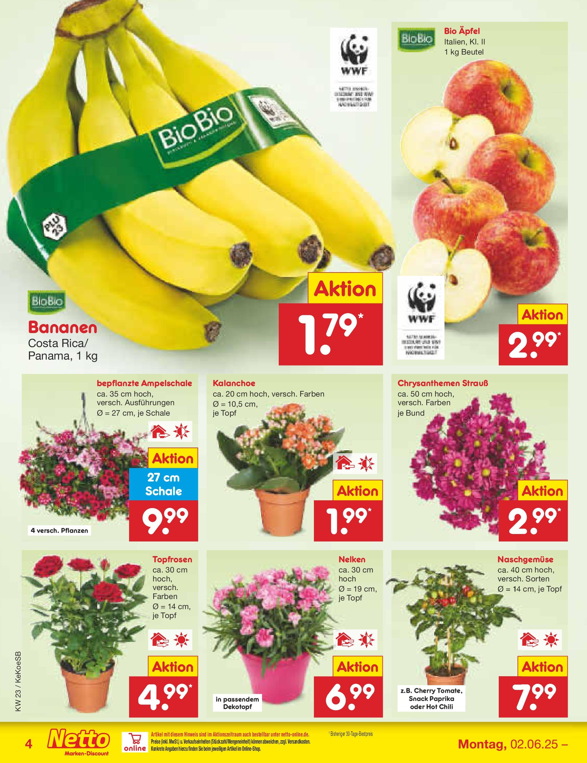 Netto Marken-Discount - Netto: Wochenangebote (ab 01.06.2025) » Angebote | Seite: 4 | Produkte: Äpfel, Bananen, Paprika, Chili