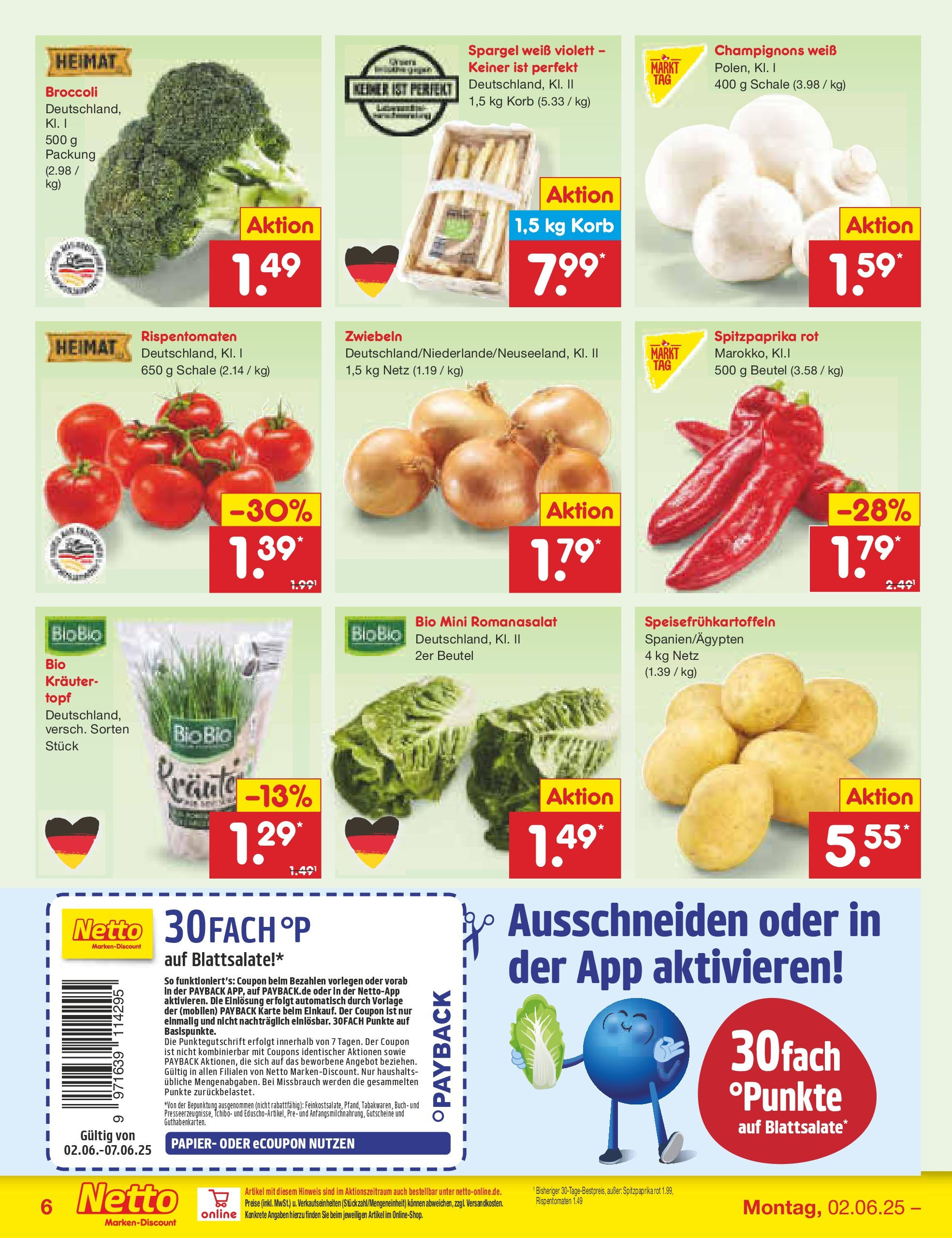 Netto Marken-Discount - Netto: Wochenangebote (ab 01.06.2025) » Angebote | Seite: 6 | Produkte: Korb, Spargel, Champignons, Zwiebeln