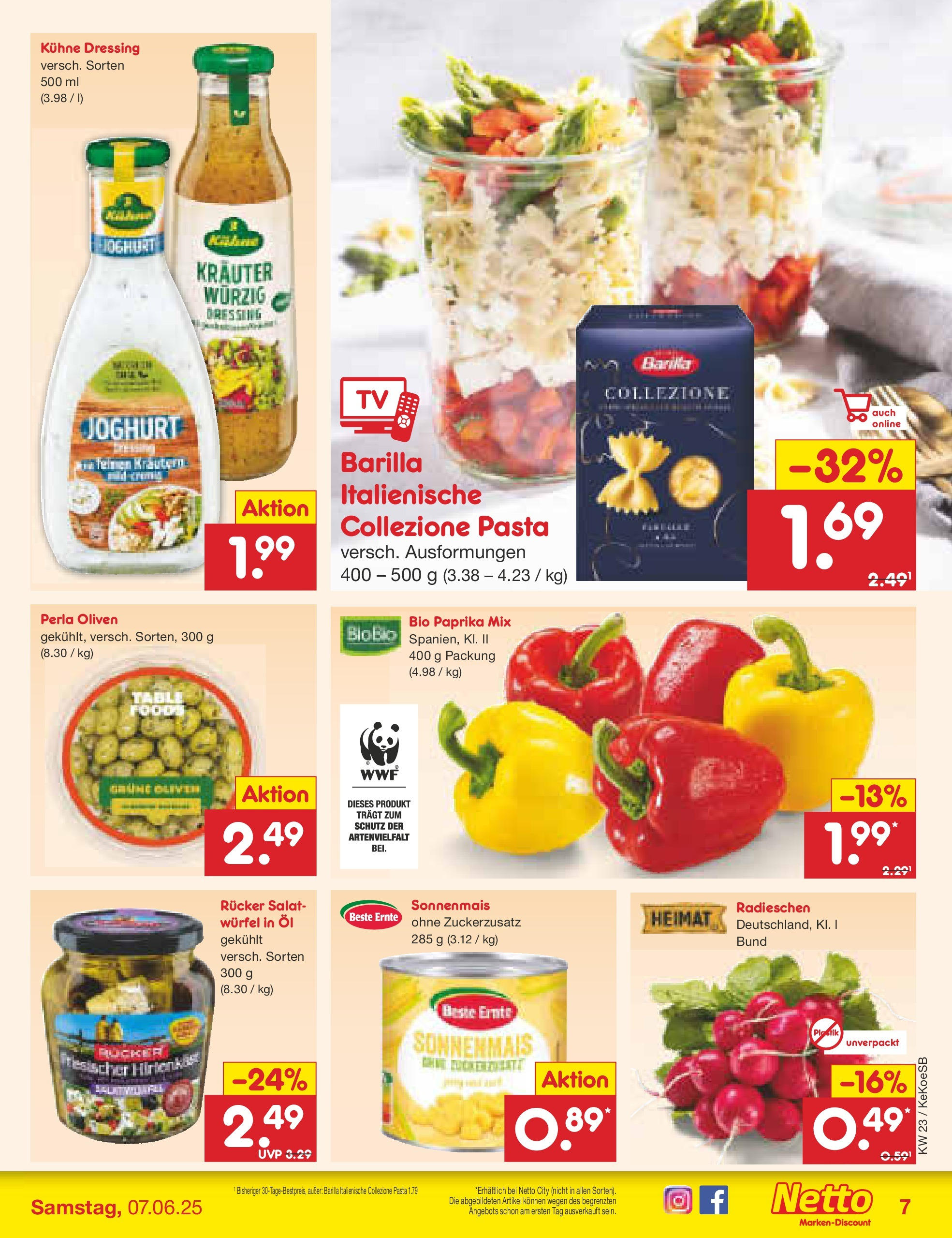 Netto Marken-Discount - Netto: Wochenangebote (ab 01.06.2025) » Angebote | Seite: 7 | Produkte: Joghurt, Öl, Dressing, TV