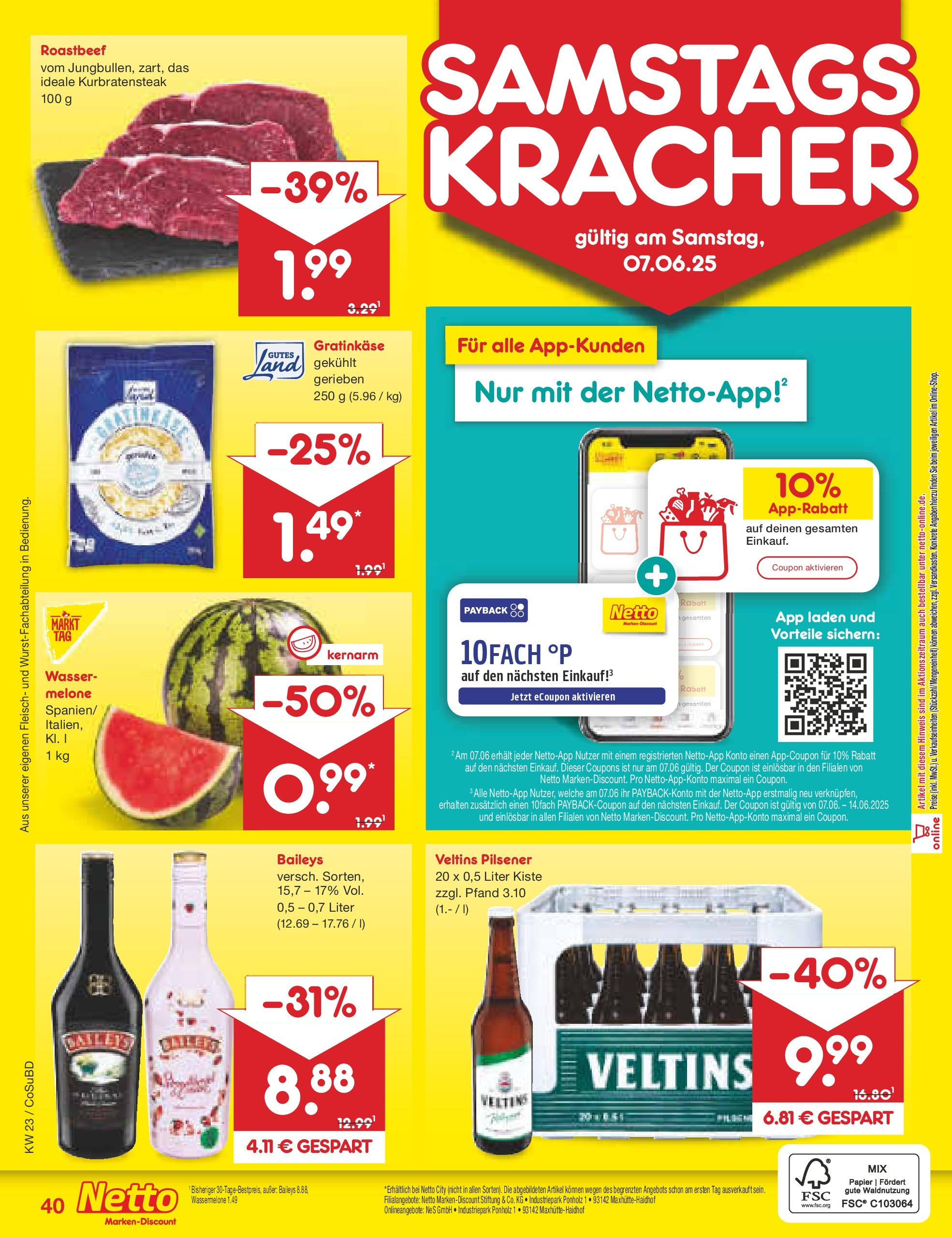 Netto Marken-Discount prospekt Delitzsch (ab 01.06.2025) » Angebote | Seite: 66 | Produkte: Wasser, Wassermelone, Fleisch, Veltins