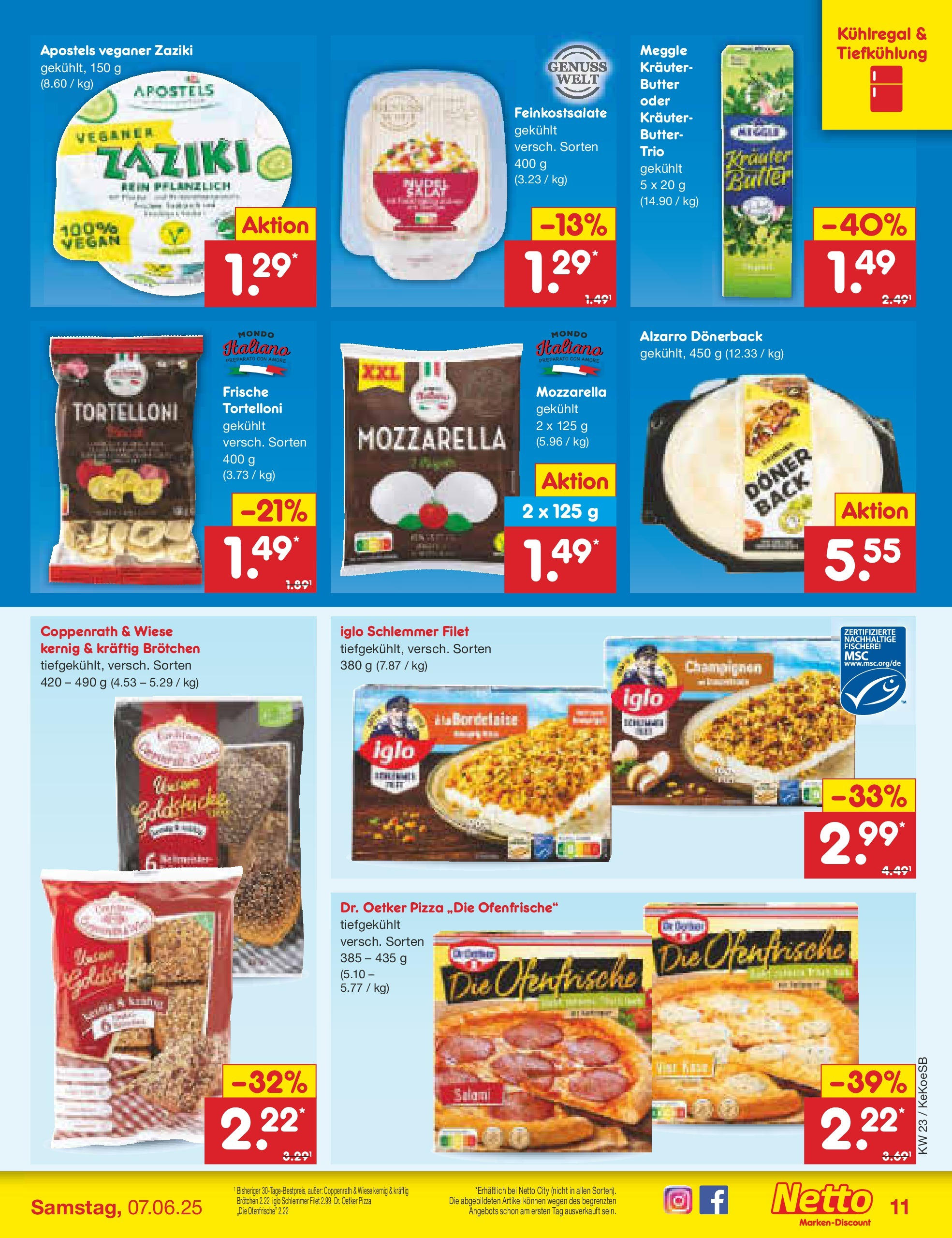 Netto Marken-Discount - Netto: Wochenangebote (ab 01.06.2025) » Angebote | Seite: 13 | Produkte: Butter, Iglo, Ofenfrische, Pizza