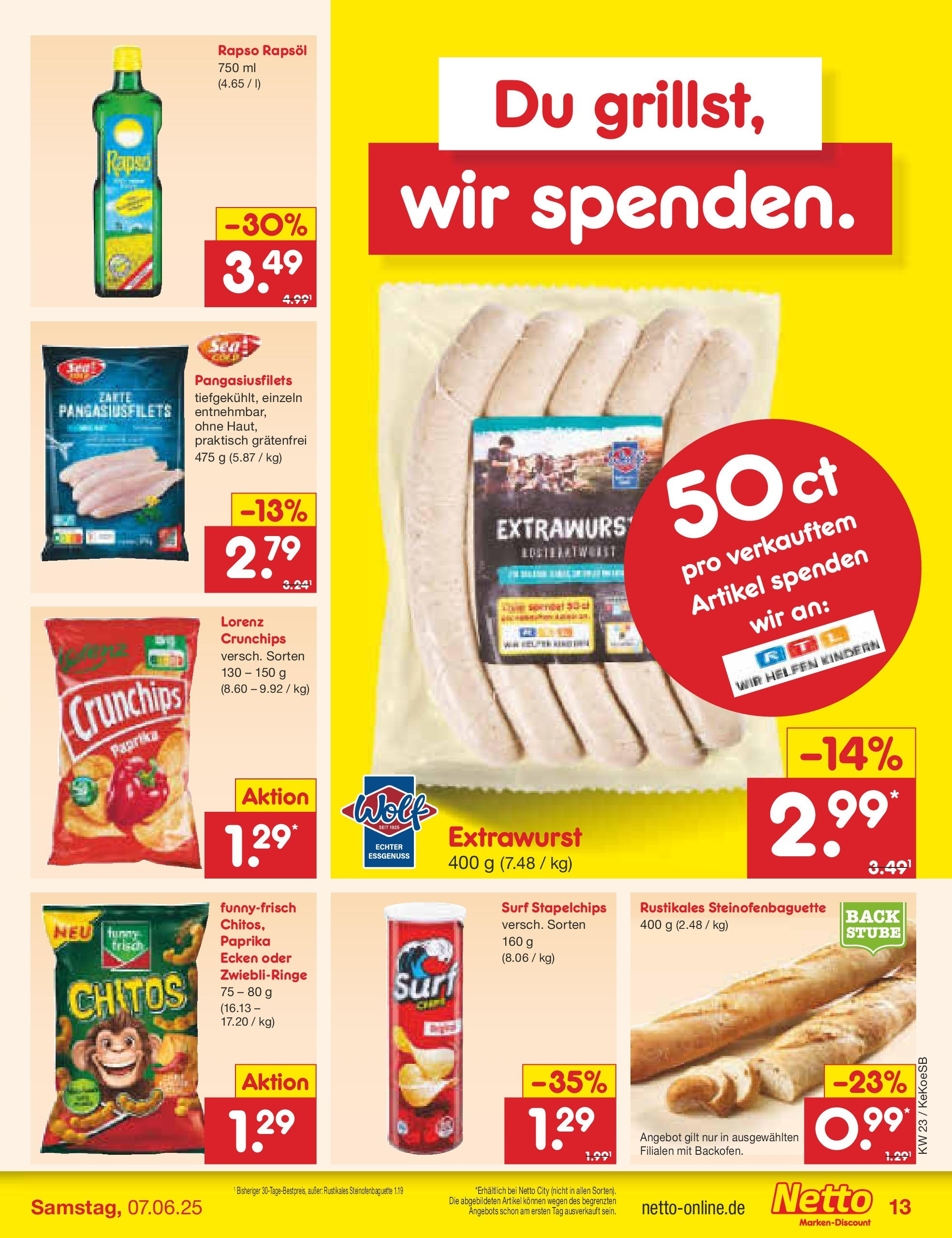 Netto Marken-Discount - Netto: Wochenangebote (ab 01.06.2025) » Angebote | Seite: 15 | Produkte: Rapsöl, Baguette, Paprika, Lorenz crunchips