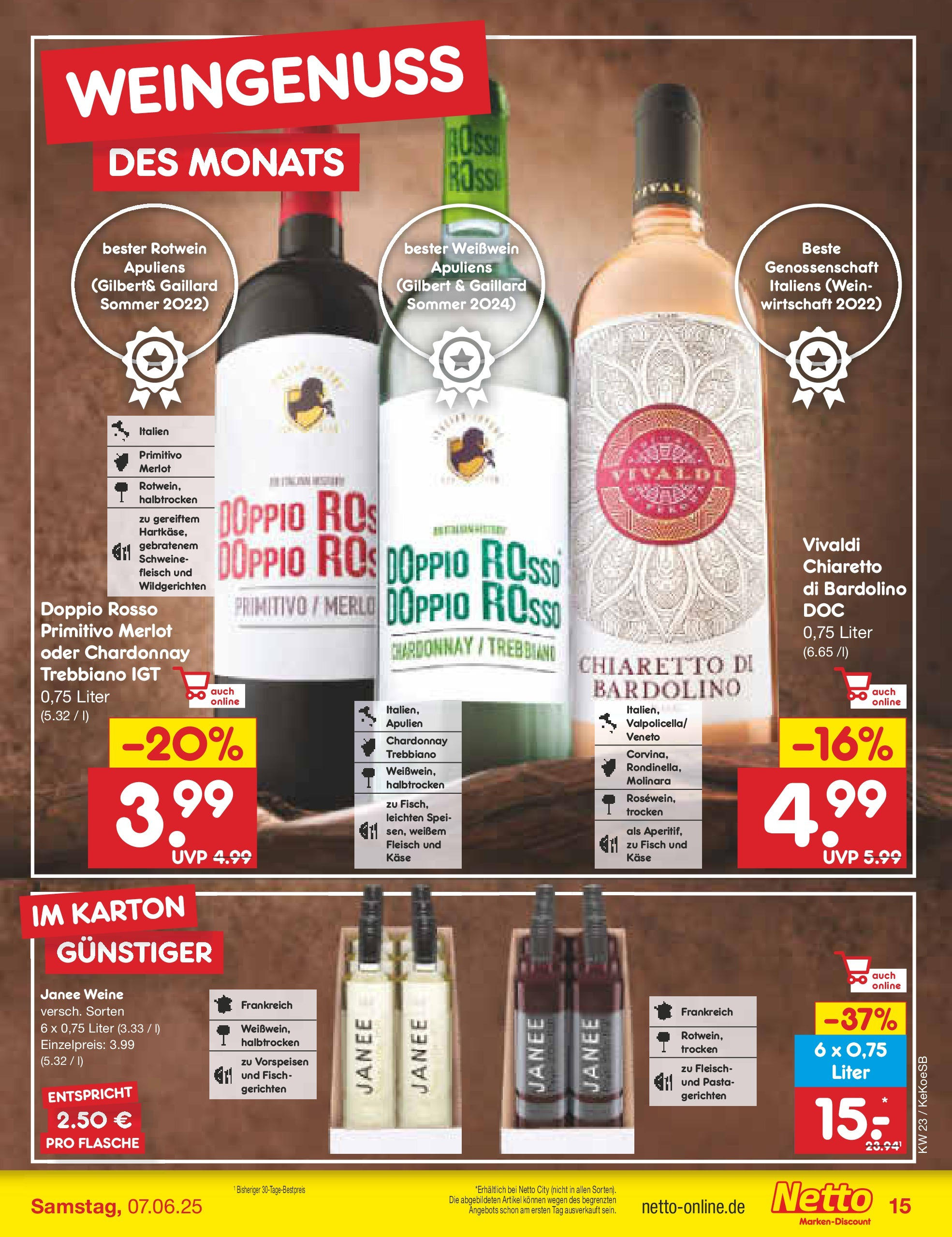 Netto Marken-Discount - Netto: Wochenangebote (ab 01.06.2025) » Angebote | Seite: 19 | Produkte: Käse, Merlot, Wein, Fleisch