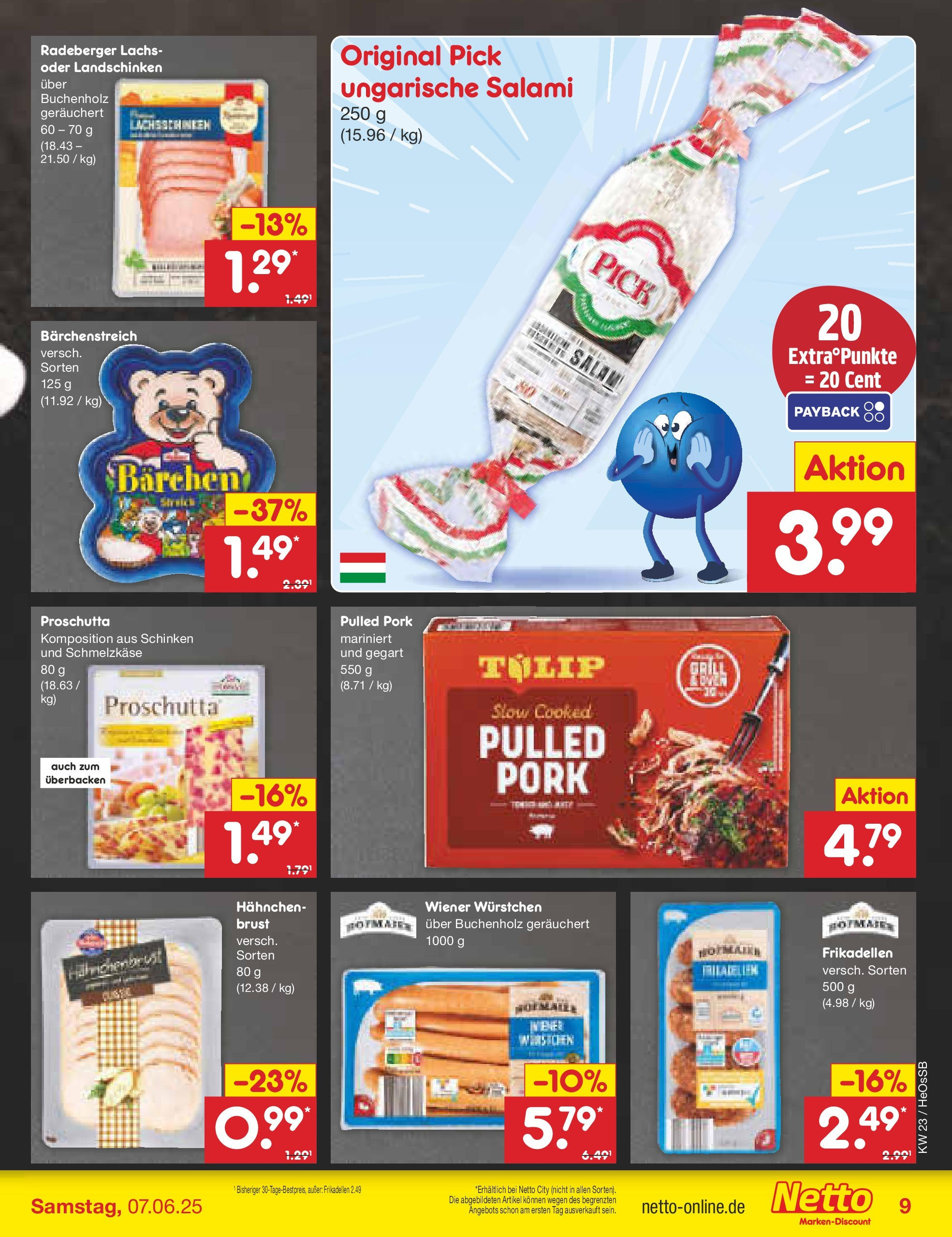 Netto Marken-Discount prospekt Kröpelin (ab 01.06.2025) » Angebote | Seite: 11 | Produkte: Hahnchen, Wiener wurstchen, Salami, Hahnchenbrust