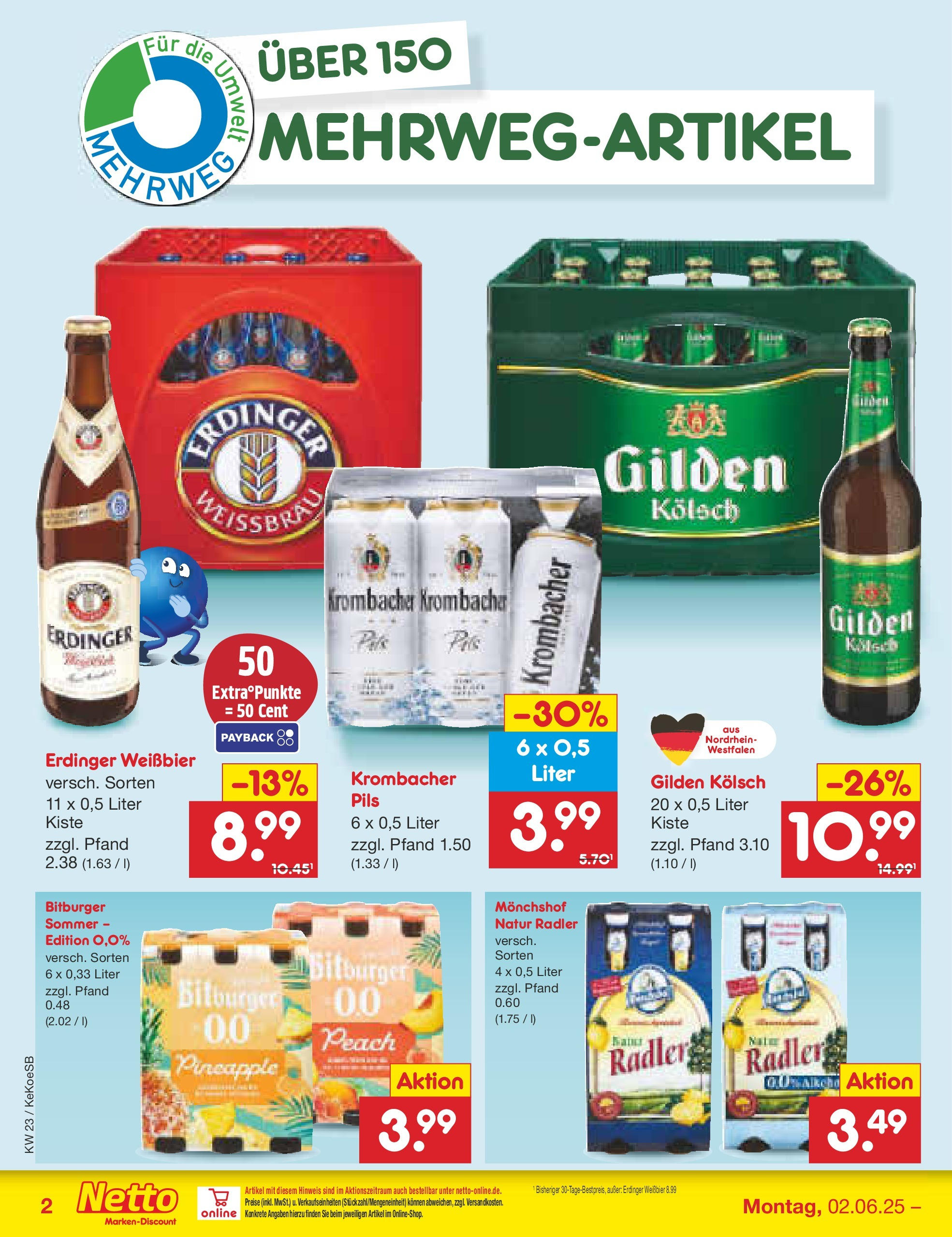 Netto Marken-Discount - Netto: Wochenangebote (ab 01.06.2025) » Angebote | Seite: 40 | Produkte: Bitburger, Erdinger, Weißbier, Pils