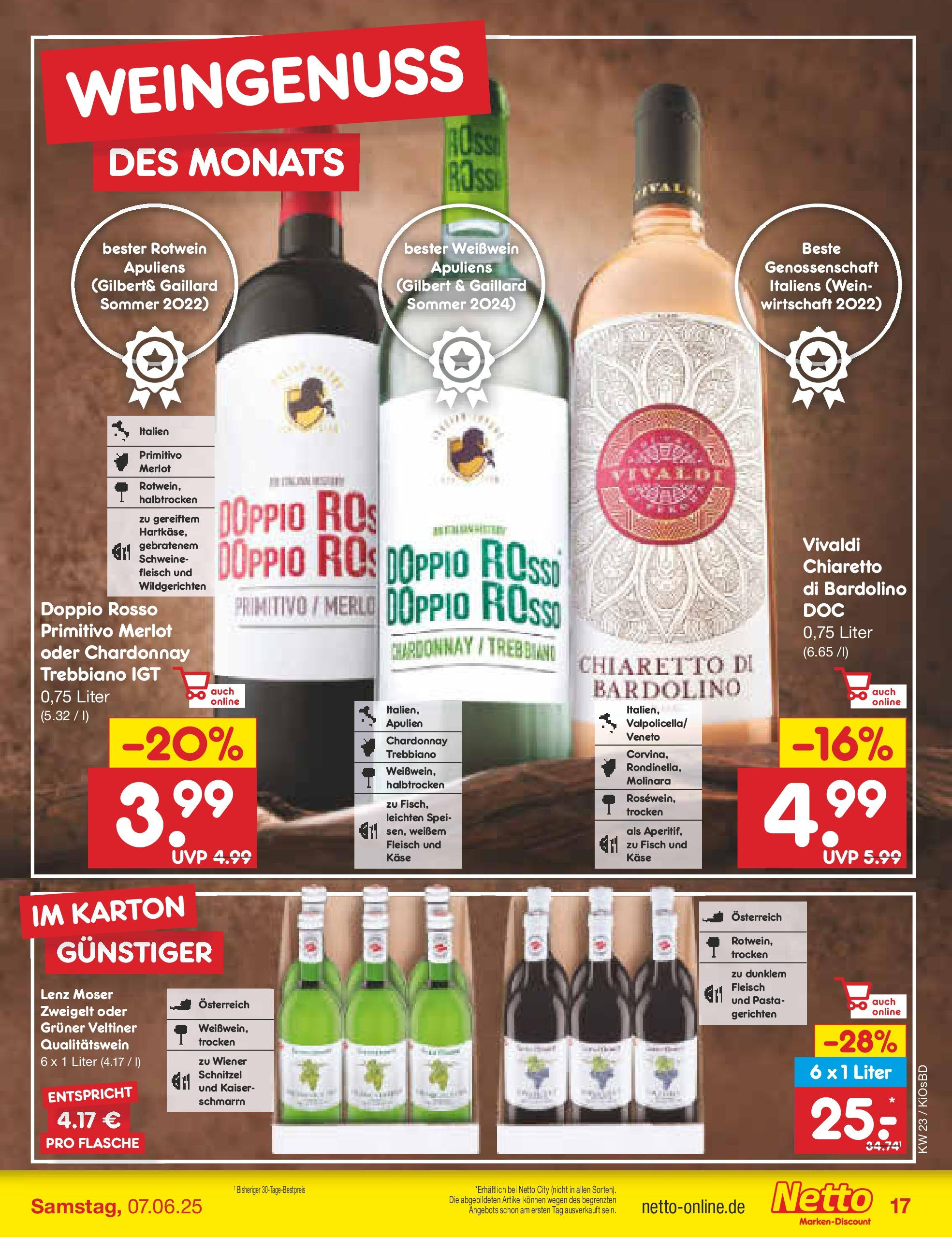 Netto Marken-Discount prospekt Mistelbach (ab 01.06.2025) » Angebote | Seite: 21 | Produkte: Rotwein, Schnitzel, Fisch, Fleisch