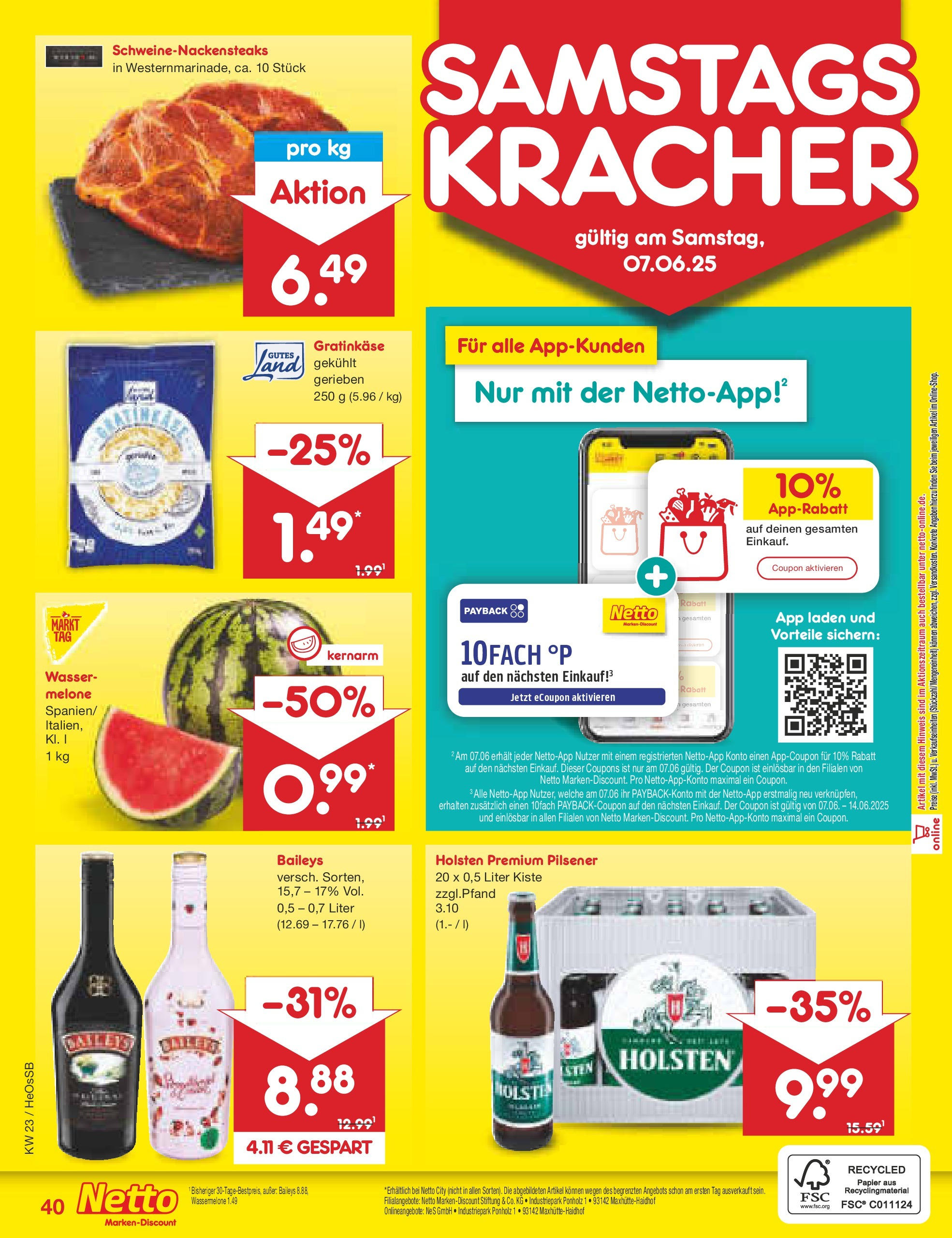 Netto Marken-Discount prospekt Kröpelin (ab 01.06.2025) » Angebote | Seite: 66 | Produkte: Holsten, Wasser, Baileys, Melone