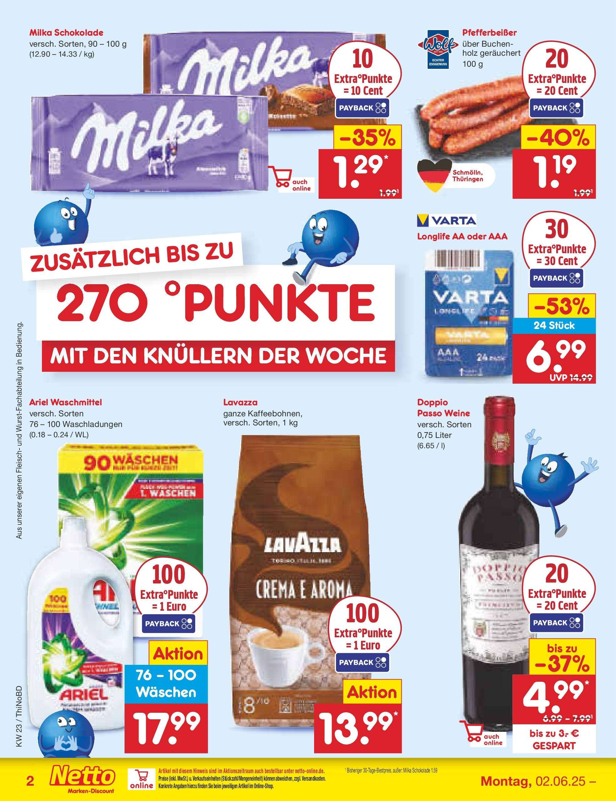Netto Marken-Discount prospekt Herzberg (ab 01.06.2025) » Angebote | Seite: 2 | Produkte: Ariel, Milka schokolade, Milka, Doppio Passo