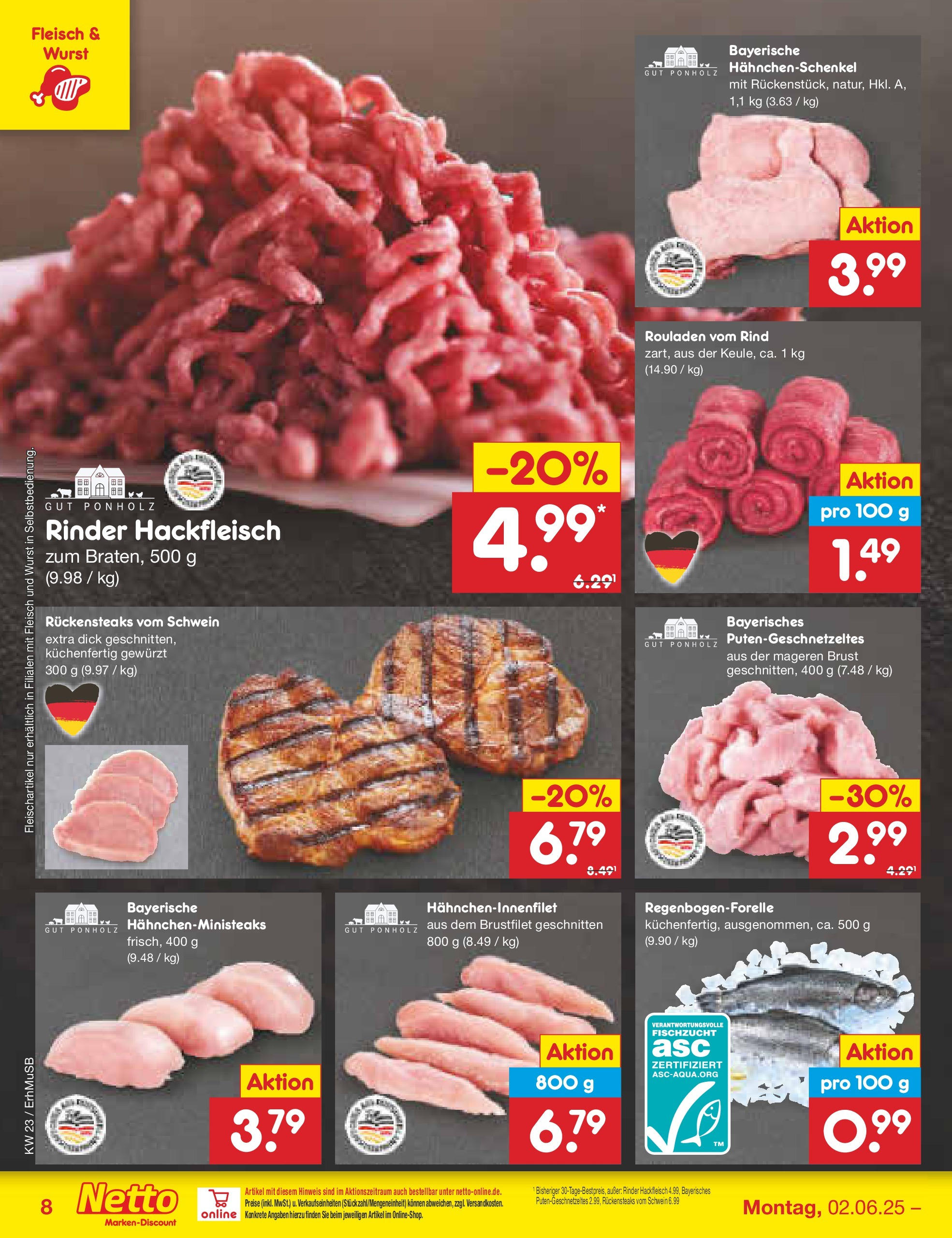 Netto Marken-Discount prospekt München	 (ab 01.06.2025) » Angebote | Seite: 10 | Produkte: Hahnchenschenkel, Wurst, Fleisch, Hackfleisch