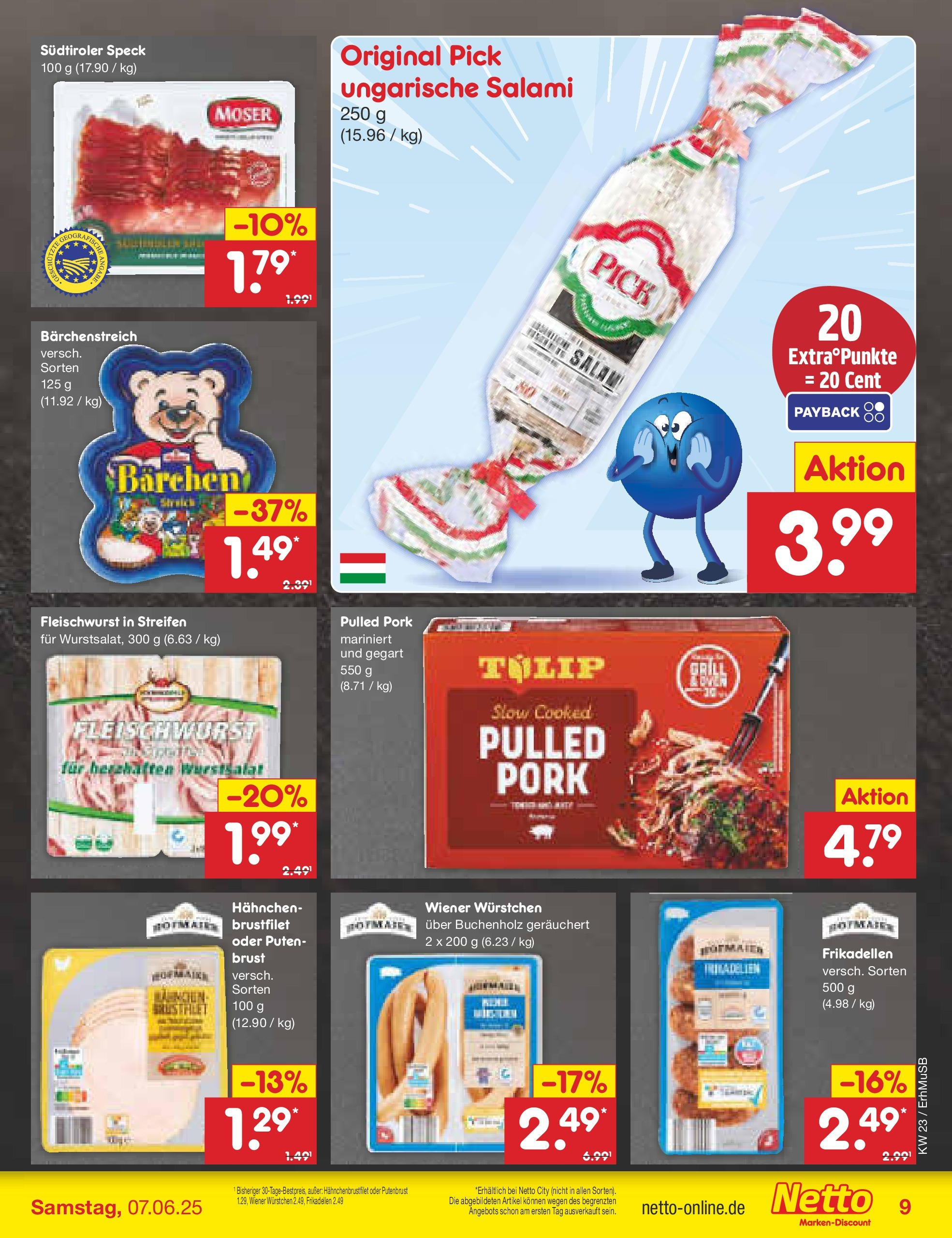 Netto Marken-Discount prospekt München	 (ab 01.06.2025) » Angebote | Seite: 11 | Produkte: Hahnchen, Wiener wurstchen, Salami