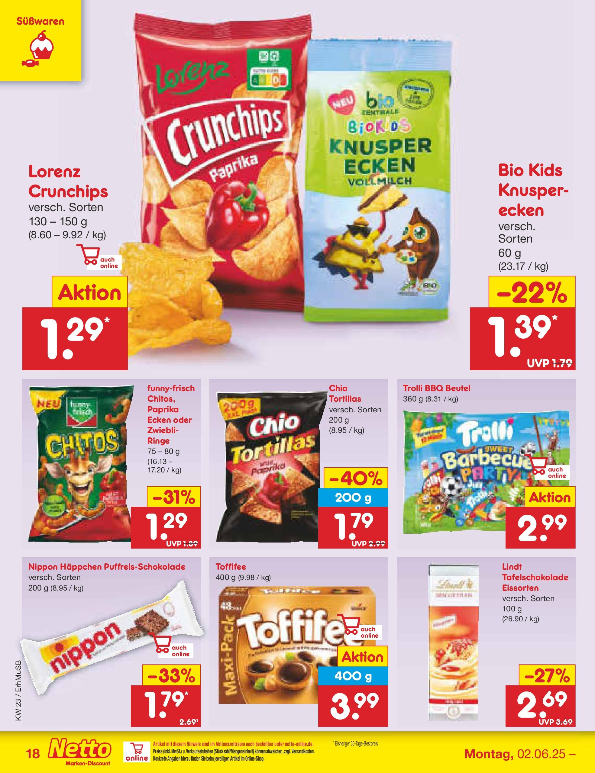 Netto Marken-Discount prospekt München	 (ab 01.06.2025) » Angebote | Seite: 28 | Produkte: Paprika, Toffifee, Lorenz crunchips, Lindt