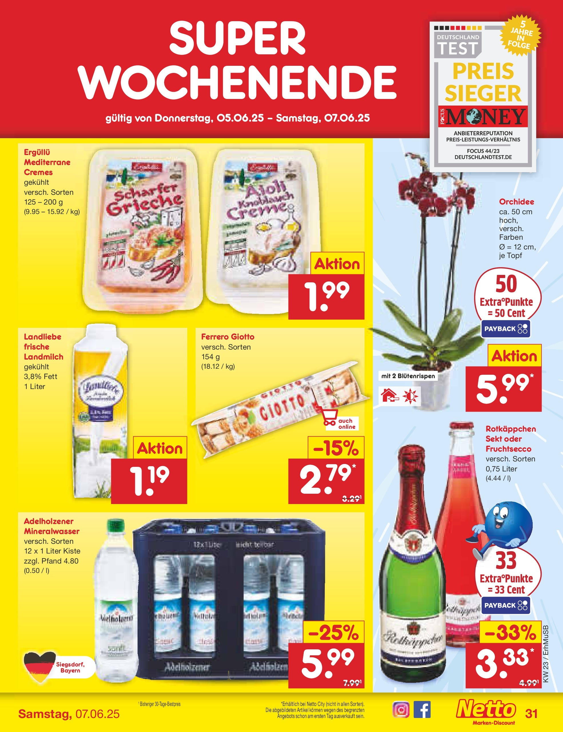 Netto Marken-Discount prospekt München	 (ab 01.06.2025) » Angebote | Seite: 53 | Produkte: Orchidee, Mineralwasser, Fruchtsecco, Knoblauch