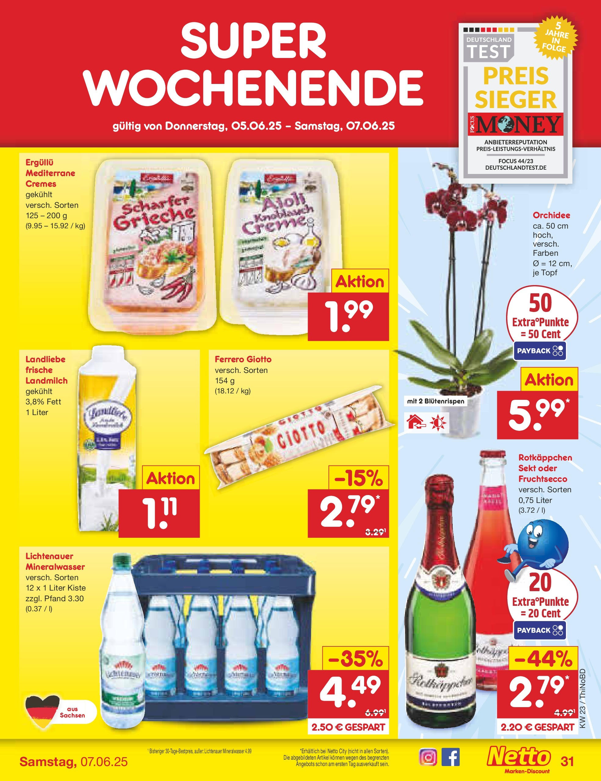 Netto Marken-Discount prospekt Herzberg (ab 01.06.2025) » Angebote | Seite: 53 | Produkte: Rotkappchen sekt, Orchidee, Sekt, Mineralwasser