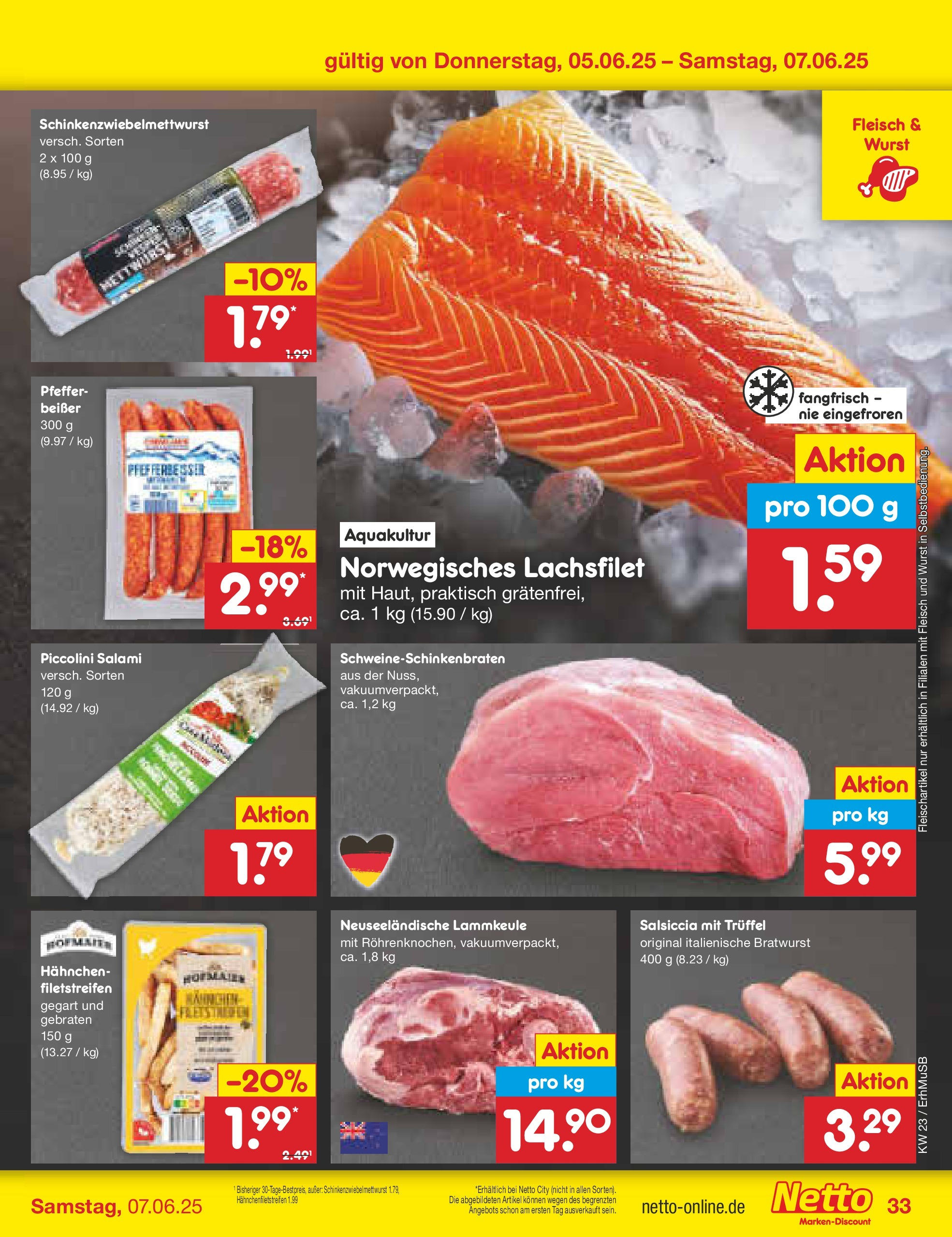 Netto Marken-Discount prospekt München	 (ab 01.06.2025) » Angebote | Seite: 55 | Produkte: Bratwurst, Pfeffer, Wurst, Fleisch