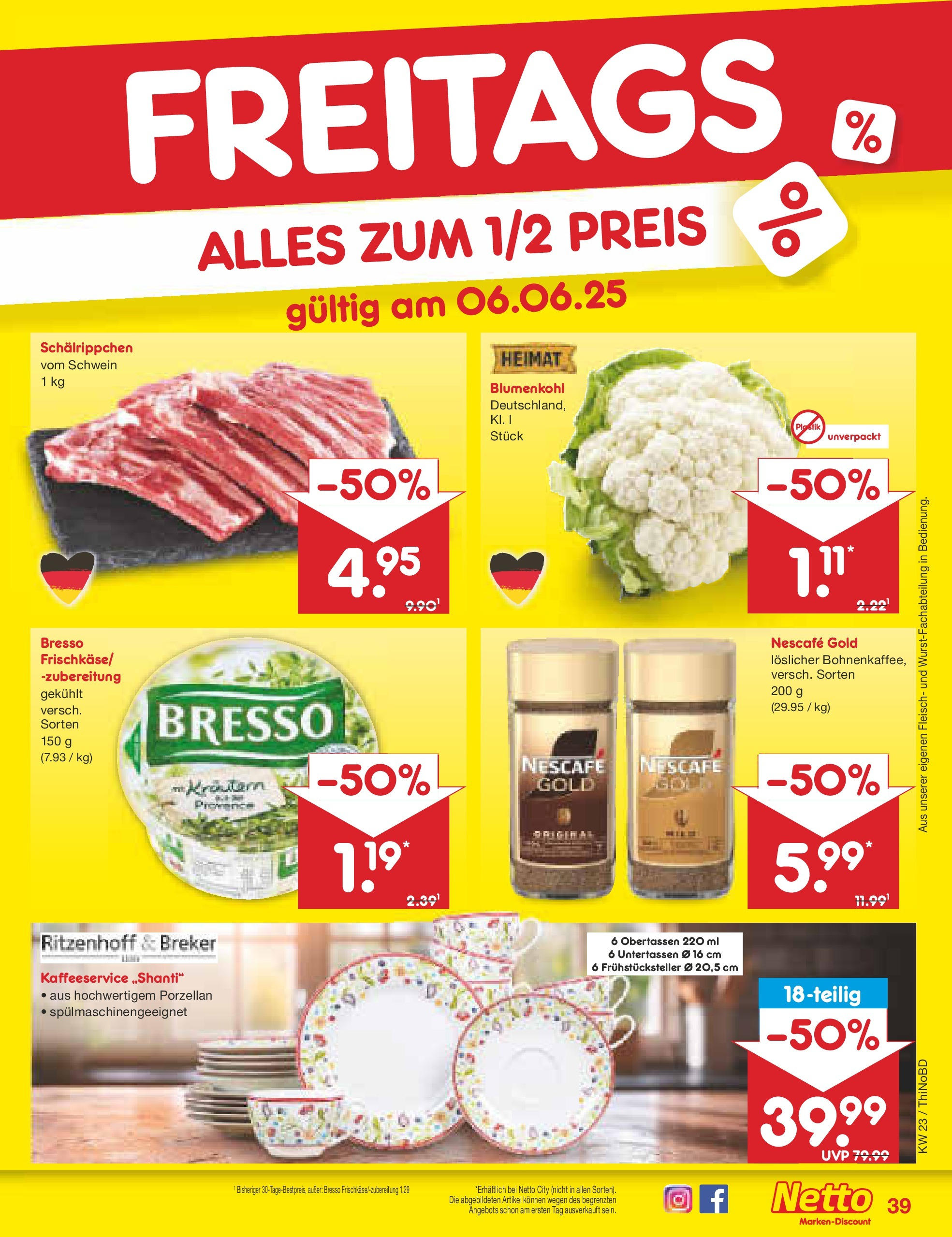 Netto Marken-Discount prospekt Herzberg (ab 01.06.2025) » Angebote | Seite: 65 | Produkte: Nescafe, Bresso, Blumenkohl, Fleisch