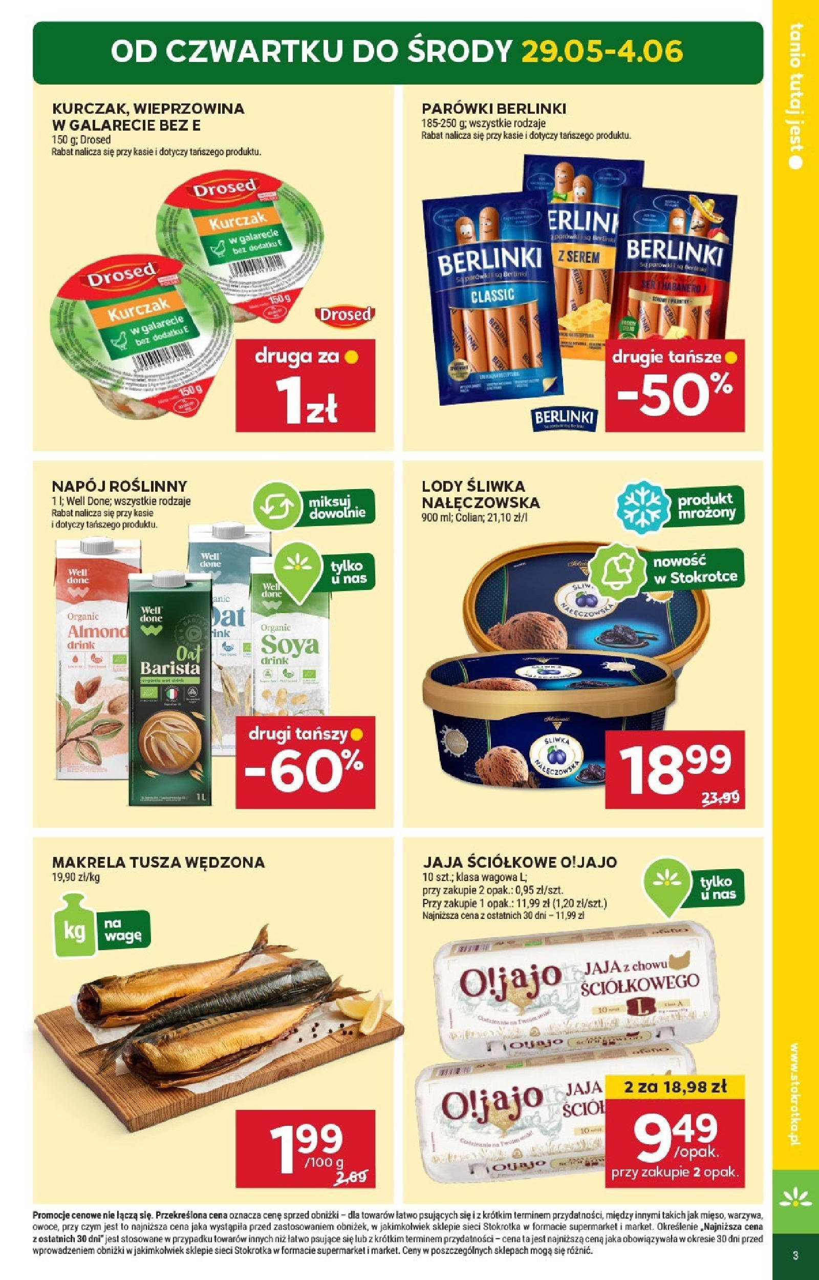 Stokrotka Gazetka 29.05.2025 - Promocje online | Strona: 3 | Produkty: Parówki berlinki, Kurczak, Stokrotka, Śliwka nałęczowska