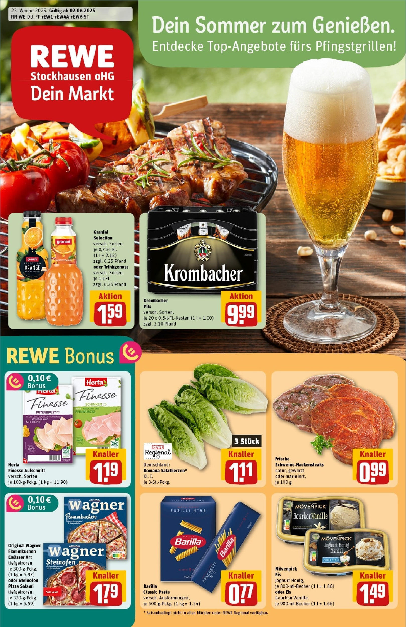 REWE Prospekt ab 01.06.2025 nächste Woche - Prospekt Erkrath / Unterfeldhaus Vorschau von dem Prospekt des Geschäftes Rewe, gültig ab dem 01.06.2025