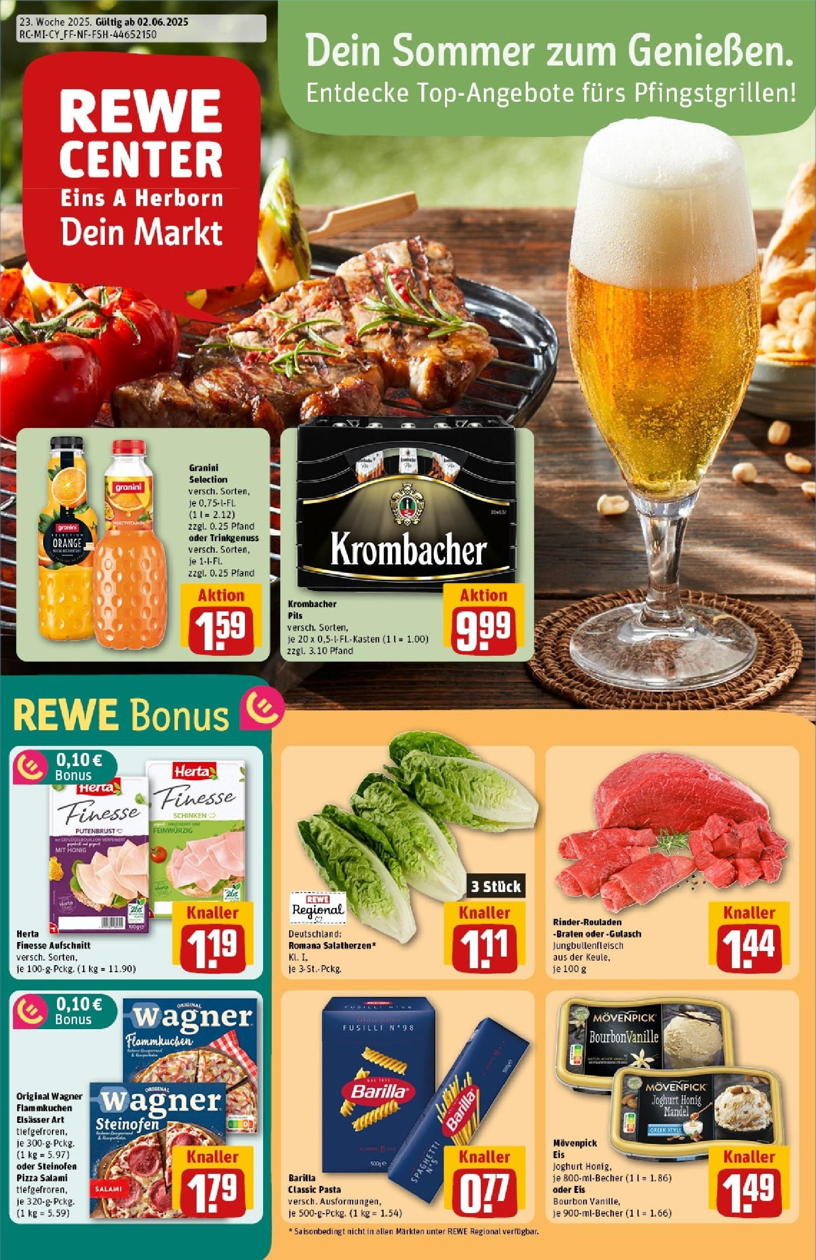 Rewe prospekt Herborn	 (ab 01.06.2025) zum Blättern » Angebote | Seite: 1 | Produkte: Pils, Granini, Pasta, Eis
