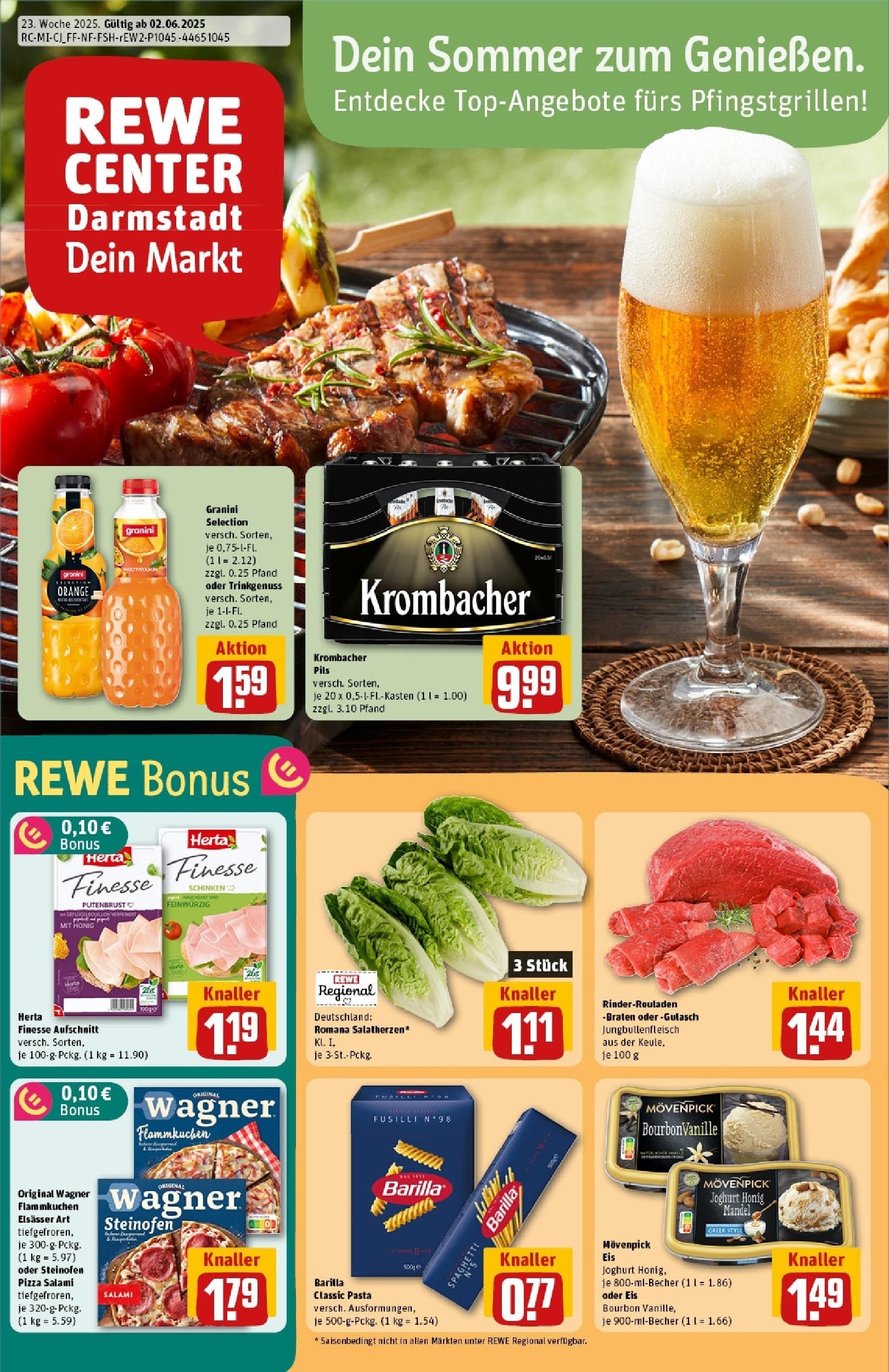 REWE Prospekt ab 01.06.2025 nächste Woche - Prospekt Darmstadt Vorschau von dem Prospekt des Geschäftes Rewe, gültig ab dem 01.06.2025