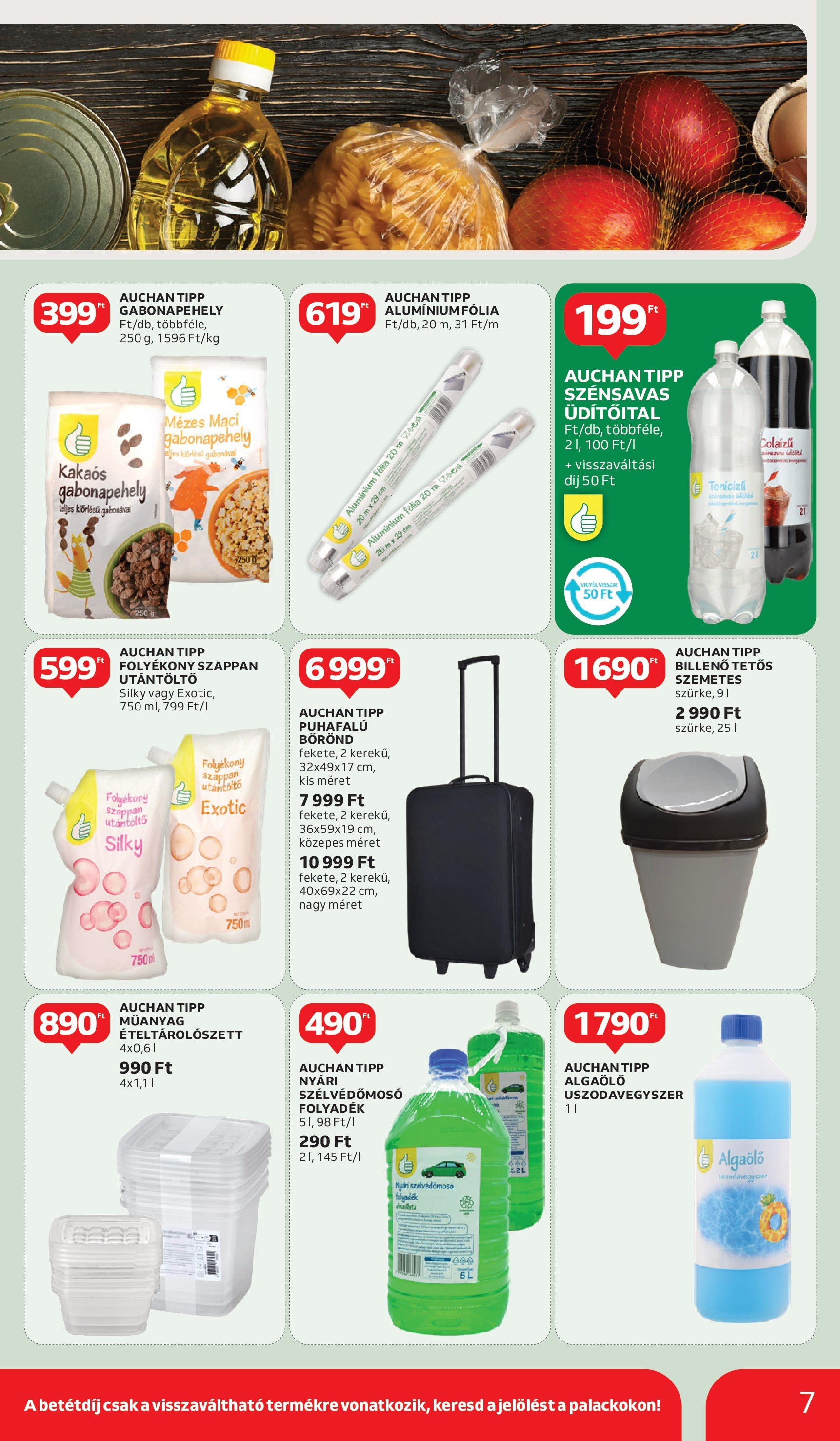 Auchan Akciós újság - 2025.05.29. -tól/töl > akció, lapozható szórólap 🛍️ | Oldal: 7 | Termékek: Bőrönd, Gabonapehely, Szemetes, Szappan