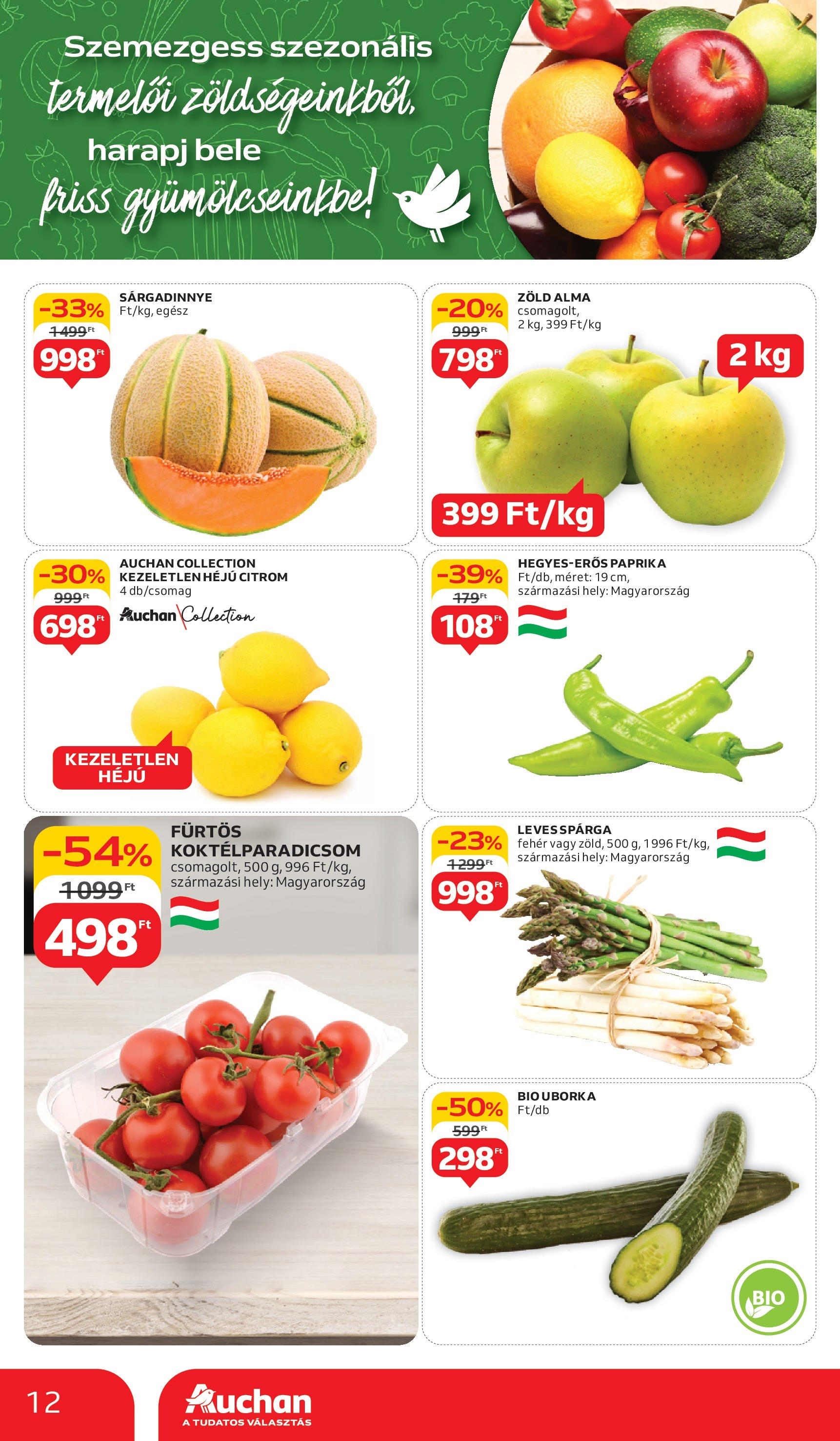 Auchan Akciós újság - 2025.05.29. -tól/töl > akció, lapozható szórólap 🛍️ | Oldal: 12 | Termékek: Alma, Uborka, Sárgadinnye, Citrom