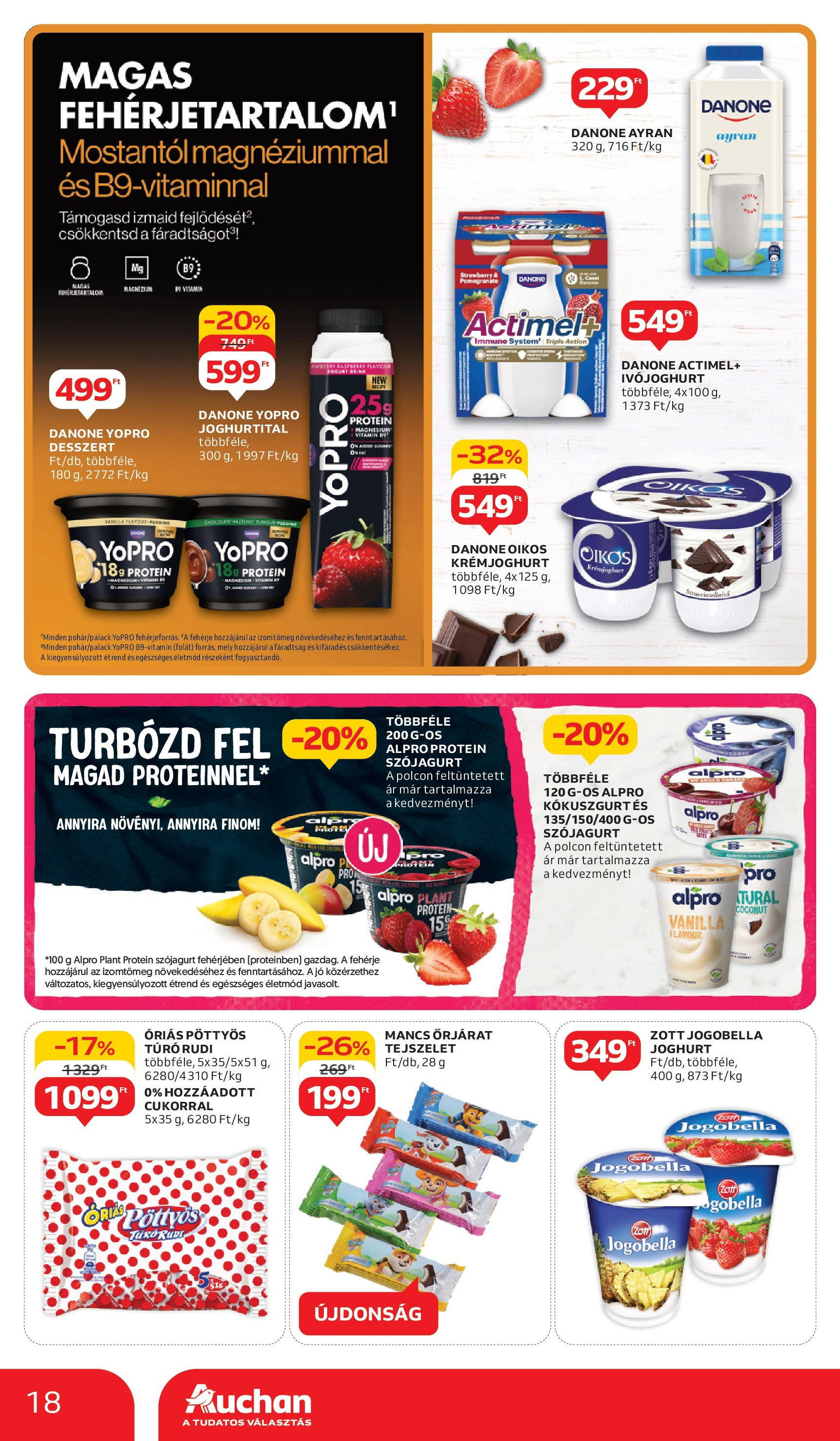 Auchan Akciós újság - 2025.05.29. -tól/töl > akció, lapozható szórólap 🛍️ | Oldal: 18 | Termékek: Alpro, Tejszelet, Joghurt, Túró
