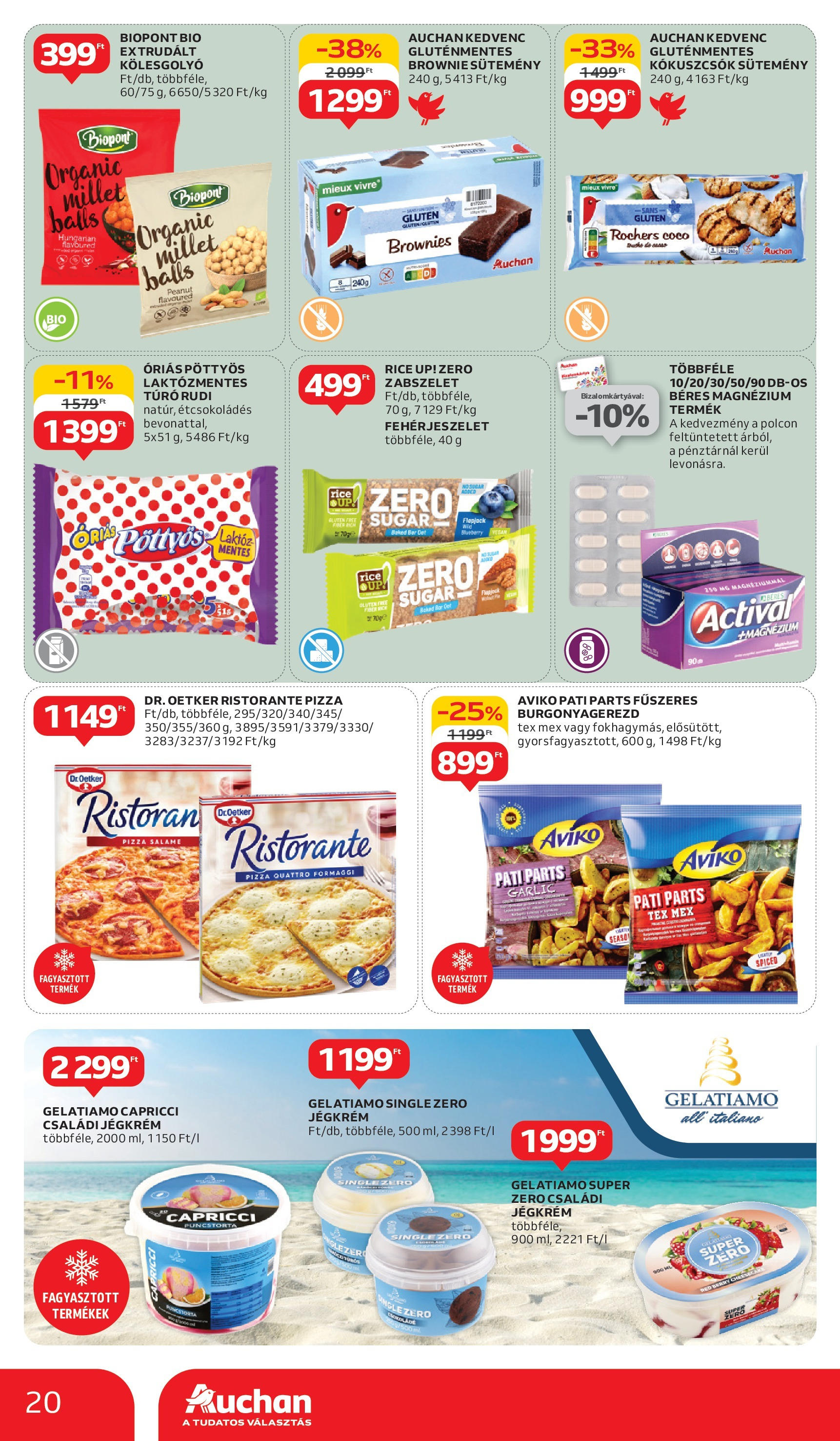 Auchan Akciós újság - 2025.05.29. -tól/töl > akció, lapozható szórólap 🛍️ | Oldal: 20 | Termékek: Kölesgolyó, Pizza, Bor, Gluténmentes
