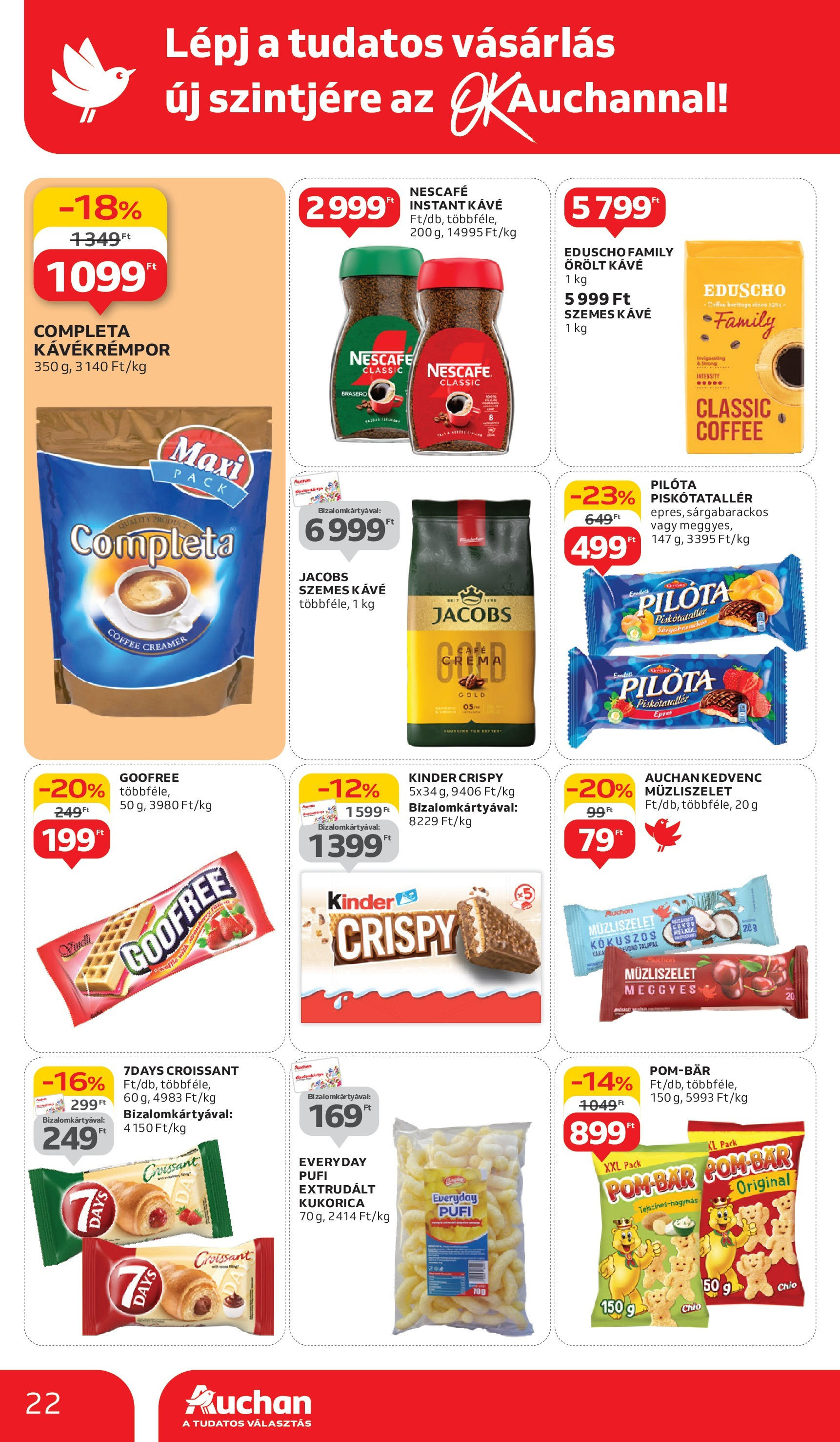 Auchan Akciós újság - 2025.05.29. -tól/töl > akció, lapozható szórólap 🛍️ | Oldal: 22 | Termékek: Nescafé, Kávé, Müzliszelet, Instant kávé