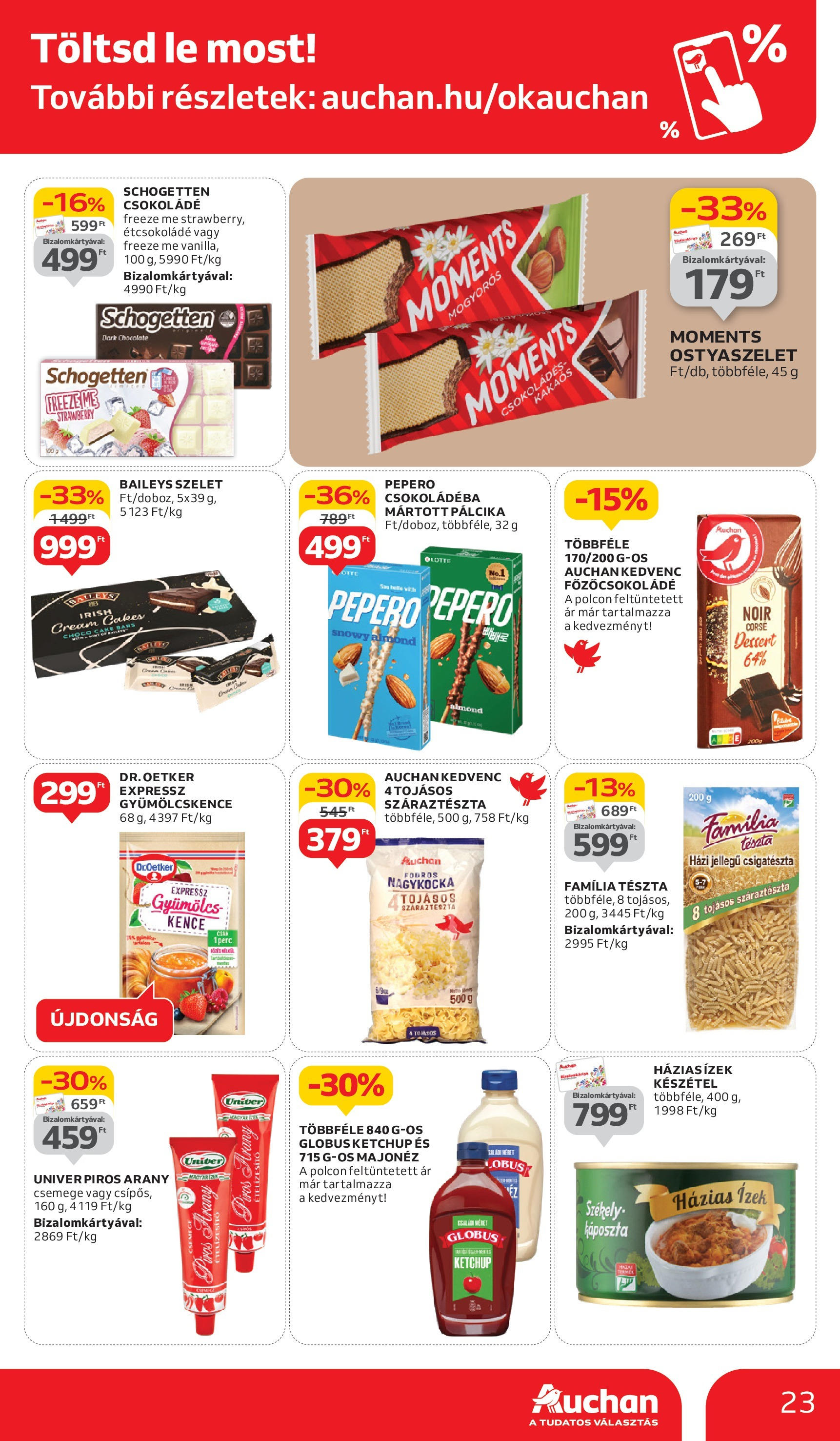 Auchan Akciós újság - 2025.05.29. -tól/töl > akció, lapozható szórólap 🛍️ | Oldal: 23 | Termékek: Ostyaszelet, Étcsokoládé, Ketchup, Majonéz