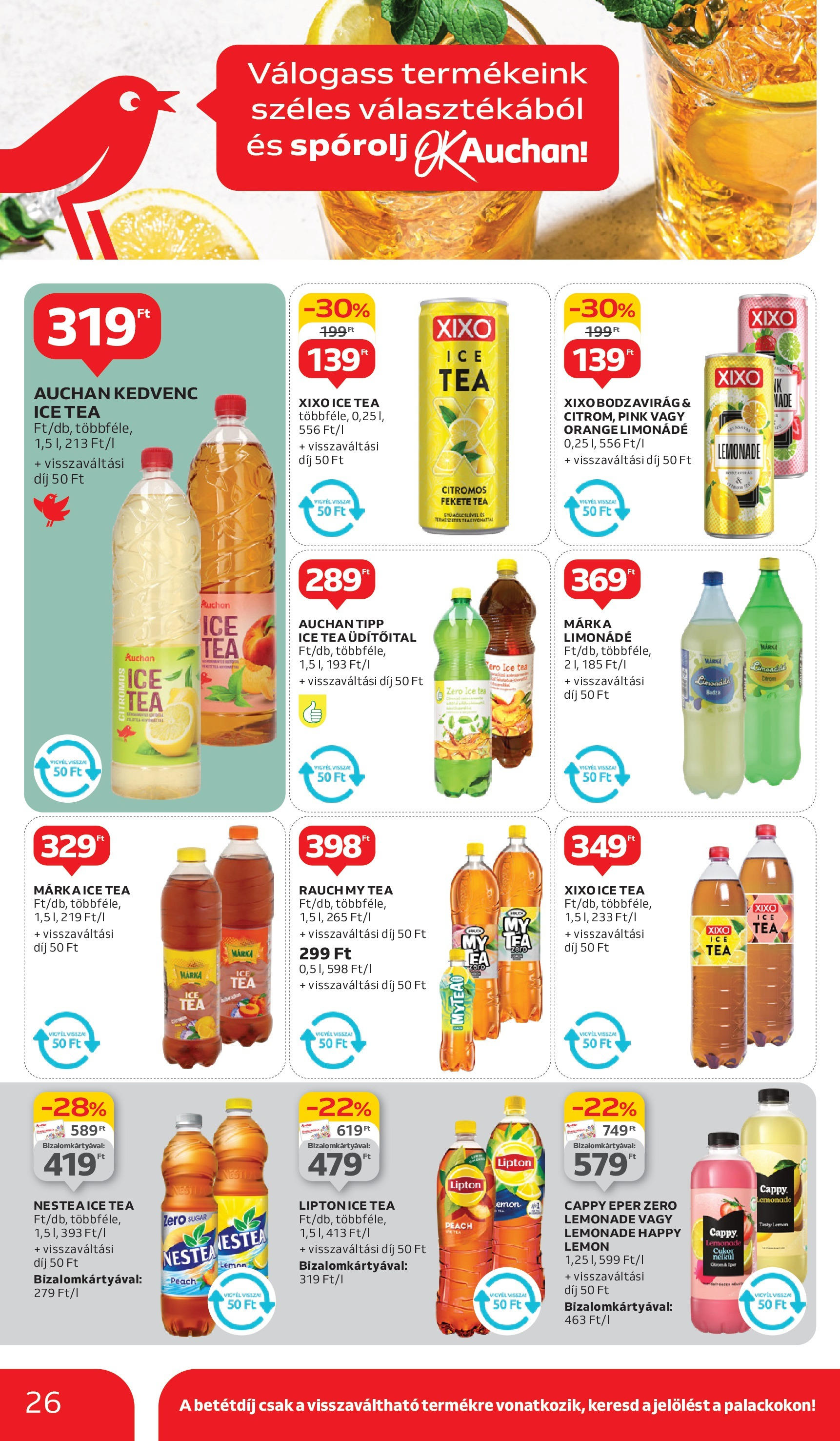 Auchan Akciós újság - 2025.05.29. -tól/töl > akció, lapozható szórólap 🛍️ | Oldal: 26 | Termékek: Ice tea, Limonádé, Tea, Eper
