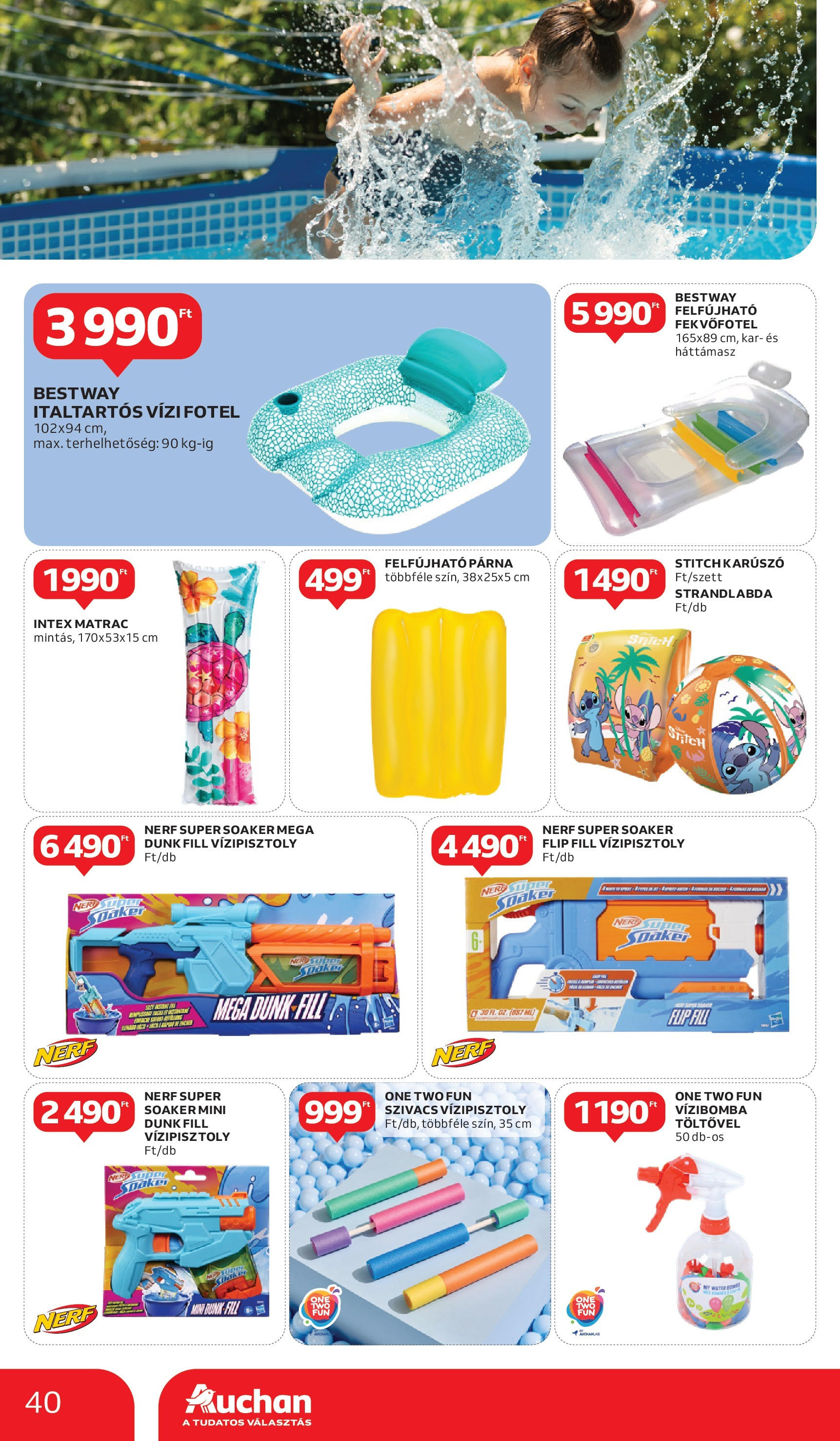 Auchan Akciós újság - 2025.05.29. -tól/töl > akció, lapozható szórólap 🛍️ | Oldal: 40 | Termékek: Matrac, Párna, Fotel