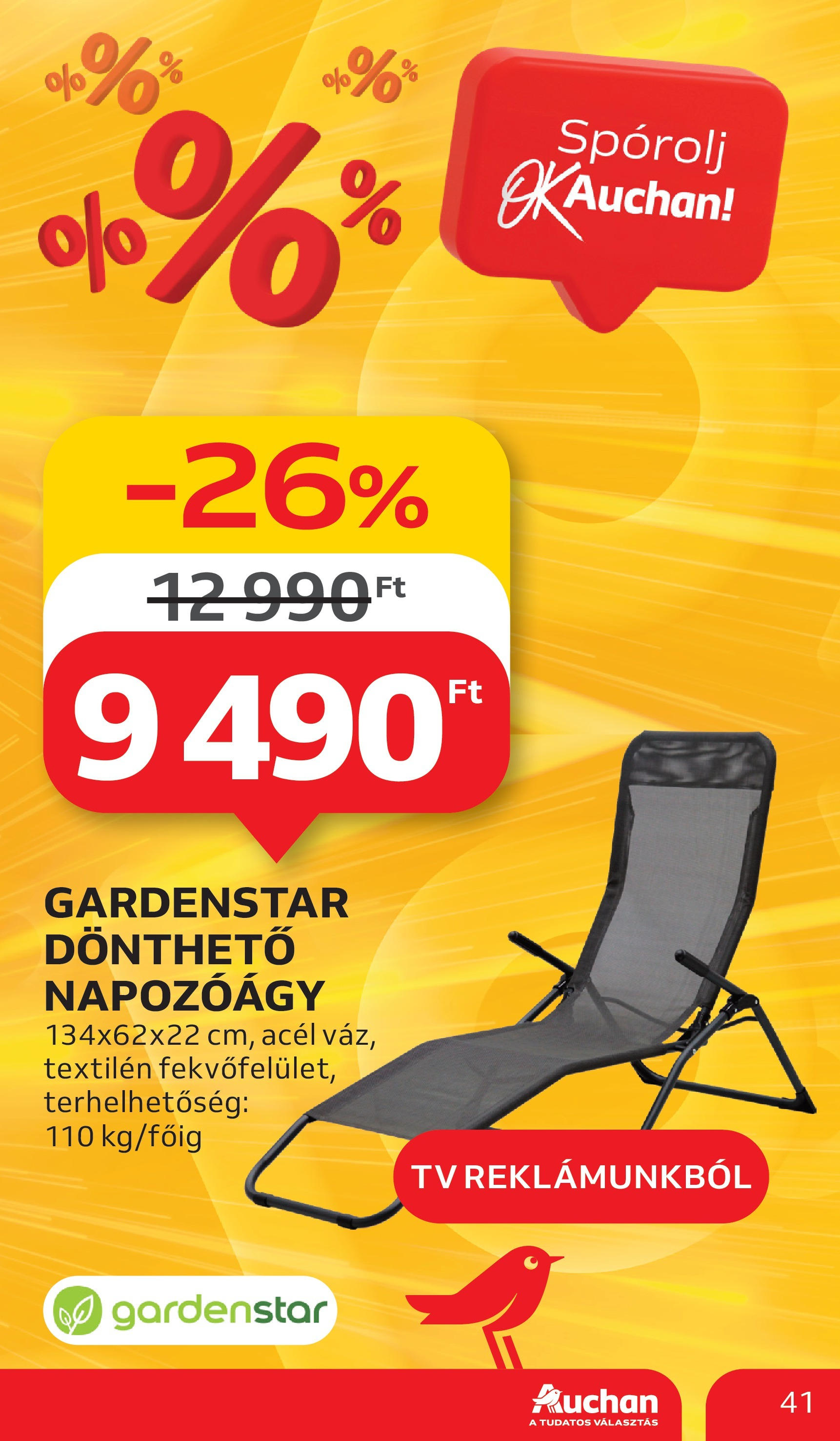 Auchan Akciós újság - 2025.05.29. -tól/töl > akció, lapozható szórólap 🛍️ | Oldal: 41 | Termékek: TV, Napozóágy