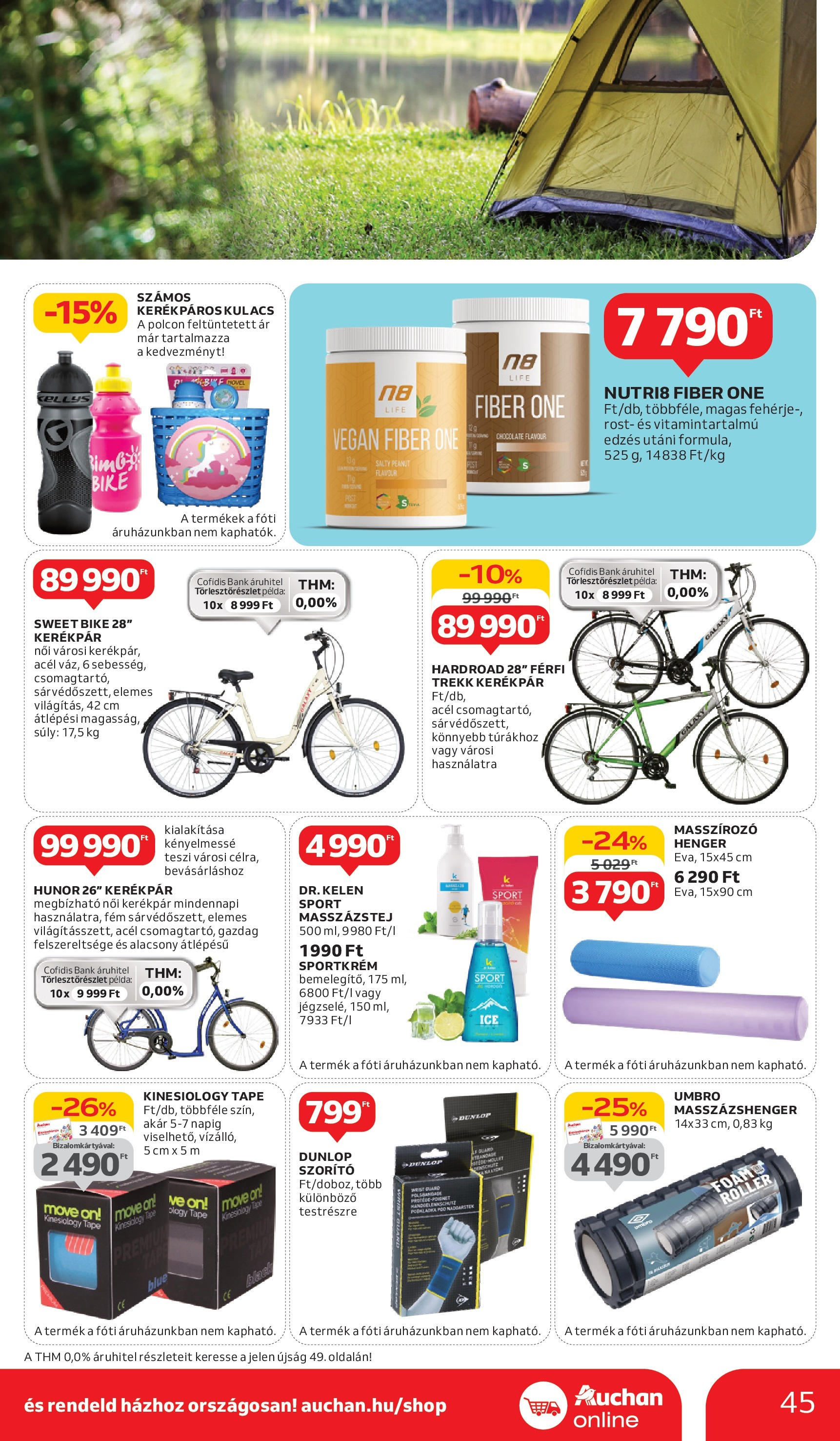 Auchan Akciós újság - 2025.05.29. -tól/töl > akció, lapozható szórólap 🛍️ | Oldal: 45 | Termékek: Kulacs, Fehérje, Kerékpár, Vegán