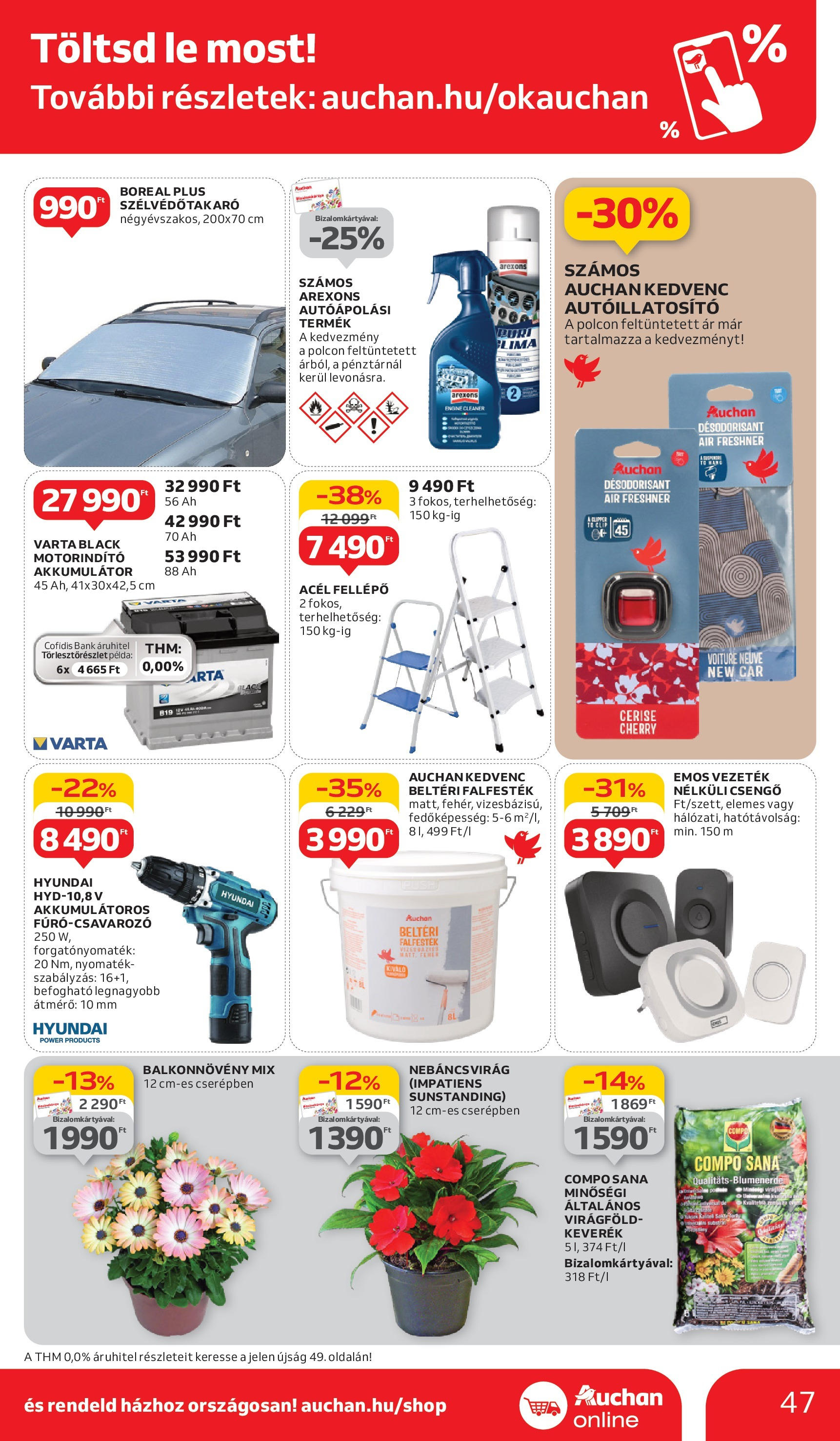 Auchan Akciós újság - 2025.05.29. -tól/töl > akció, lapozható szórólap 🛍️ | Oldal: 47 | Termékek: Vezeték nélküli csengő, Virag, Akkumulátor, Fellépő