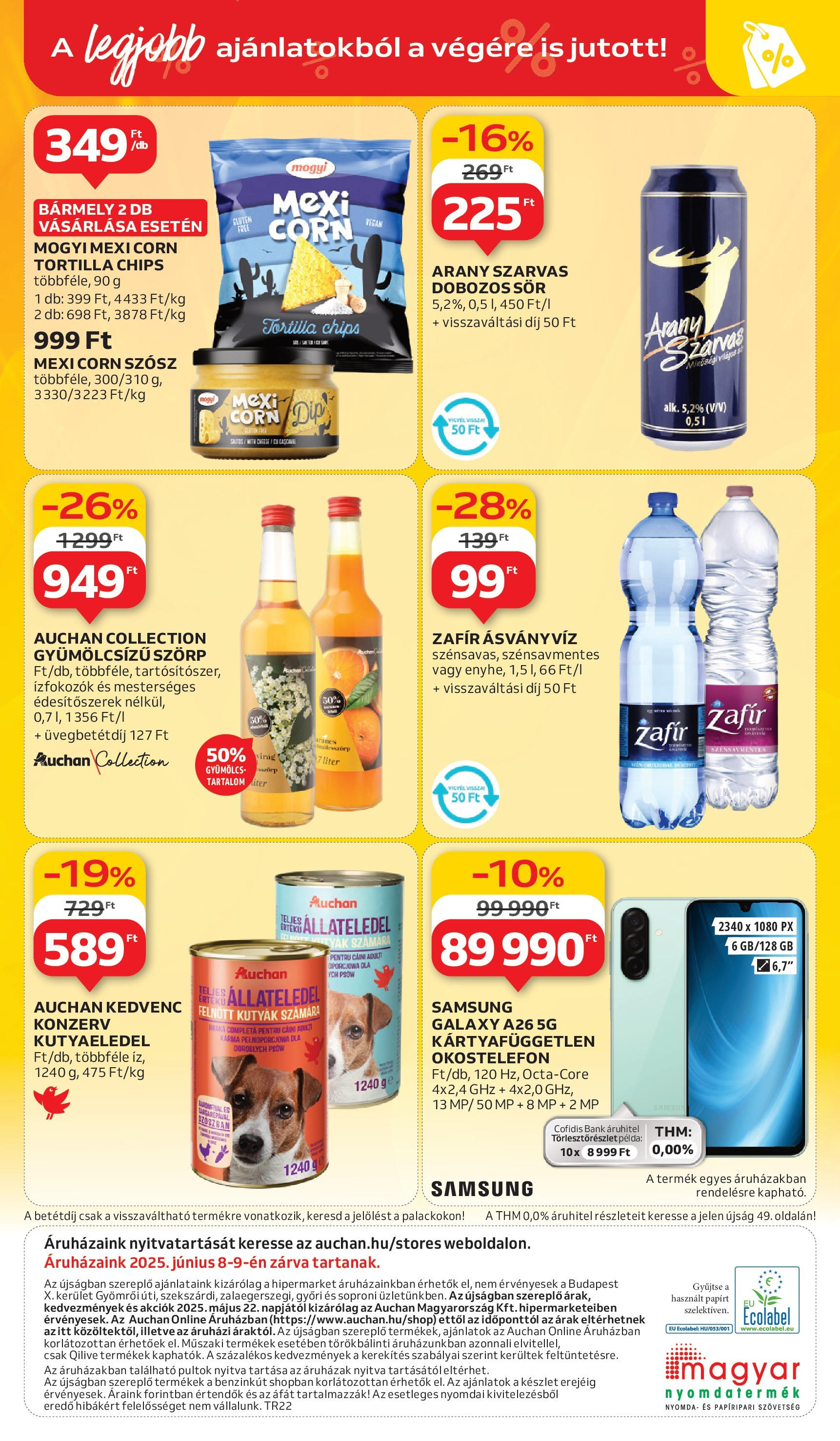 Auchan Akciós újság - 2025.05.29. -tól/töl > akció, lapozható szórólap 🛍️ | Oldal: 54 | Termékek: Chips, Virag, Smartphone, Ásványvíz