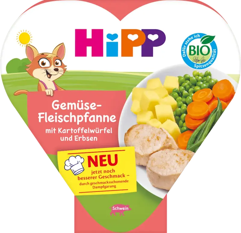 HiPP Kinderteller Gemüse-Fleischpfanne mit Kartoffelwürfeln & Erbsen, ab 1 Jahr