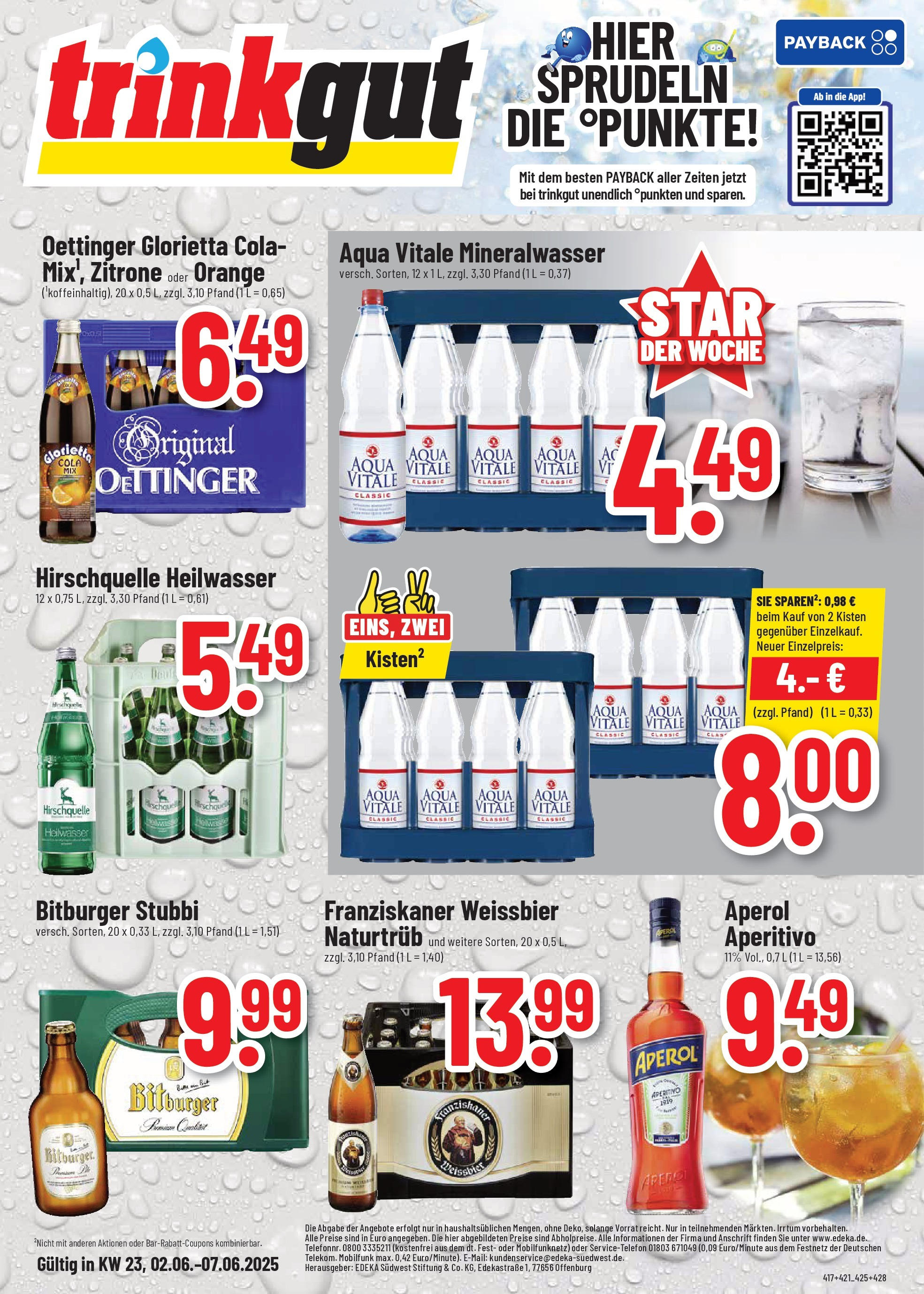 Trinkgut prospekt Wiesenbach	 (ab 01.06.2025) » Angebote online | Seite: 1 | Produkte: Cola, Weißbier, Mineralwasser, Aperol