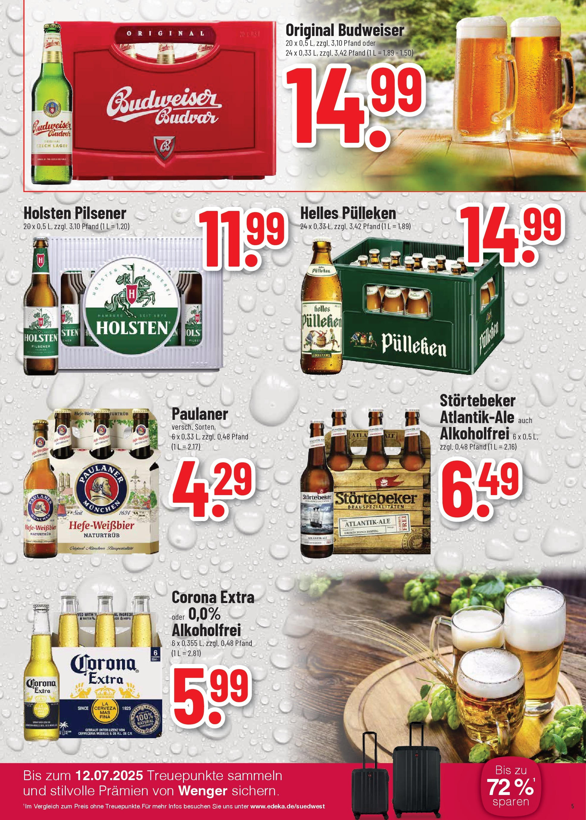 Trinkgut prospekt Wiesenbach	 (ab 01.06.2025) » Angebote online | Seite: 5 | Produkte: Helles pulleken, Holsten, Budweiser, Paulaner