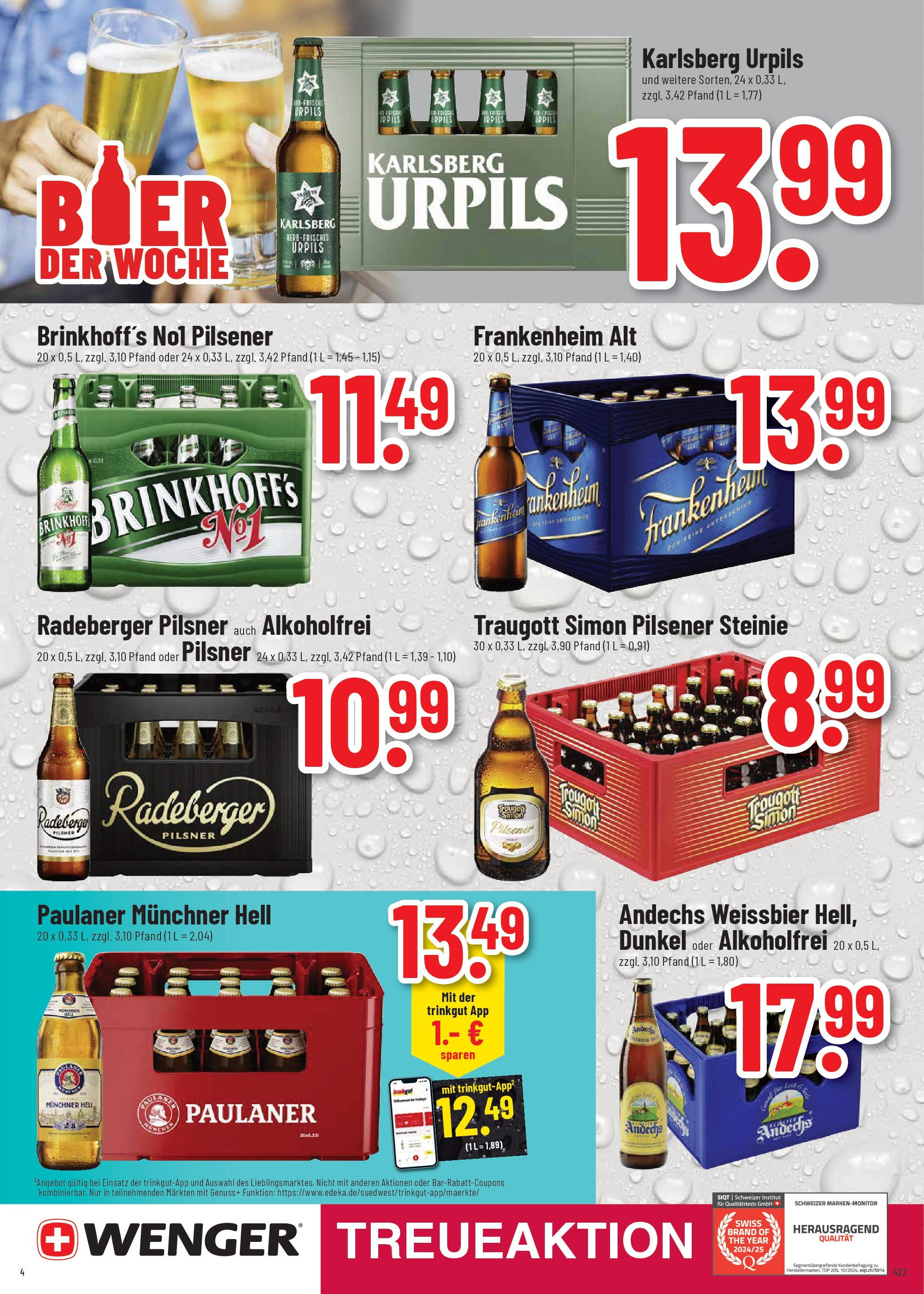 Trinkgut prospekt Dillingen	 (ab 01.06.2025) » Angebote online | Seite: 4 | Produkte: Weißbier, Radeberger pilsner, Paulaner