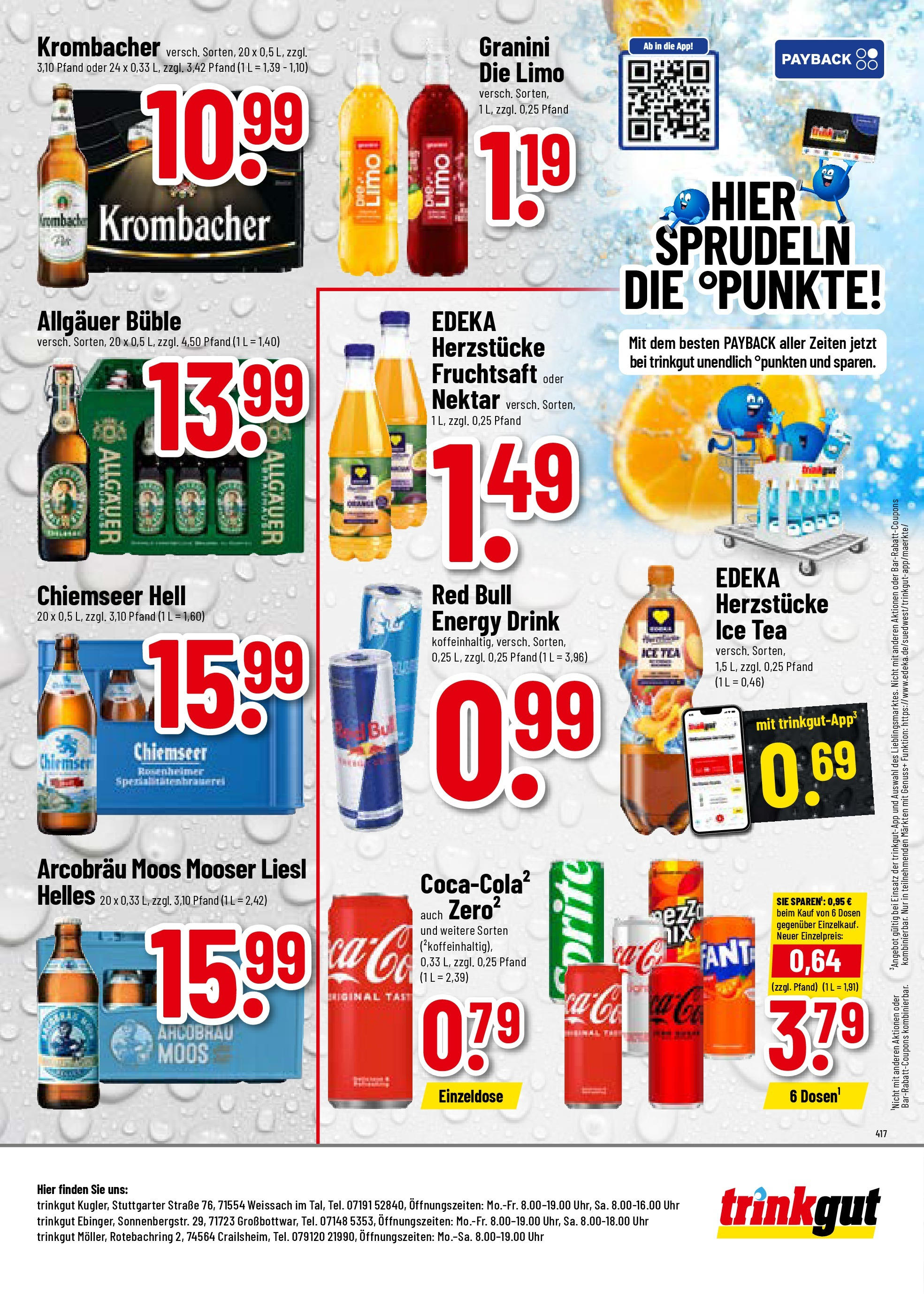 Trinkgut prospekt Großbottwar	 (ab 01.06.2025) » Angebote online | Seite: 8 | Produkte: Red bull, Krombacher, Fruchtsaft, Uhr