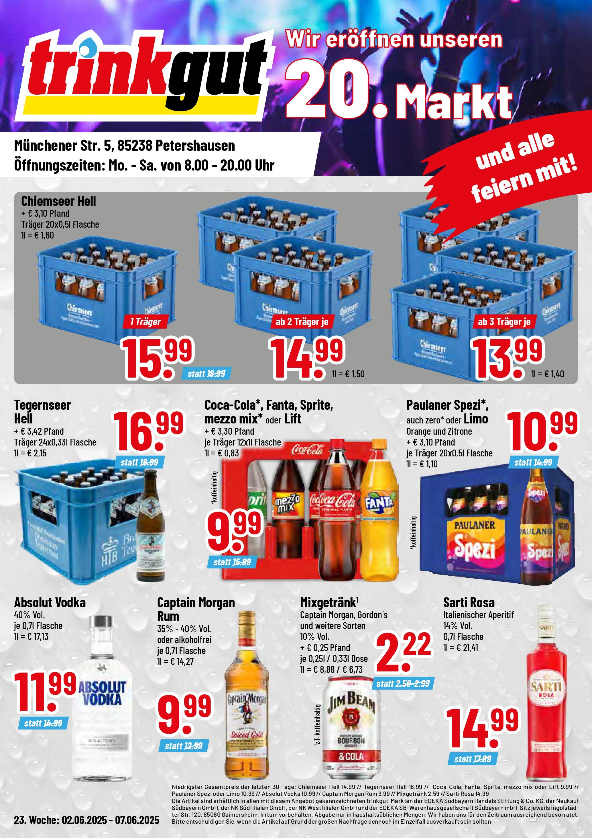 Trinkgut prospekt Petershausen	 (ab 01.06.2025) » Angebote online | Seite: 1 | Produkte: Mezzo mix, Cola, Zitrone, Vodka