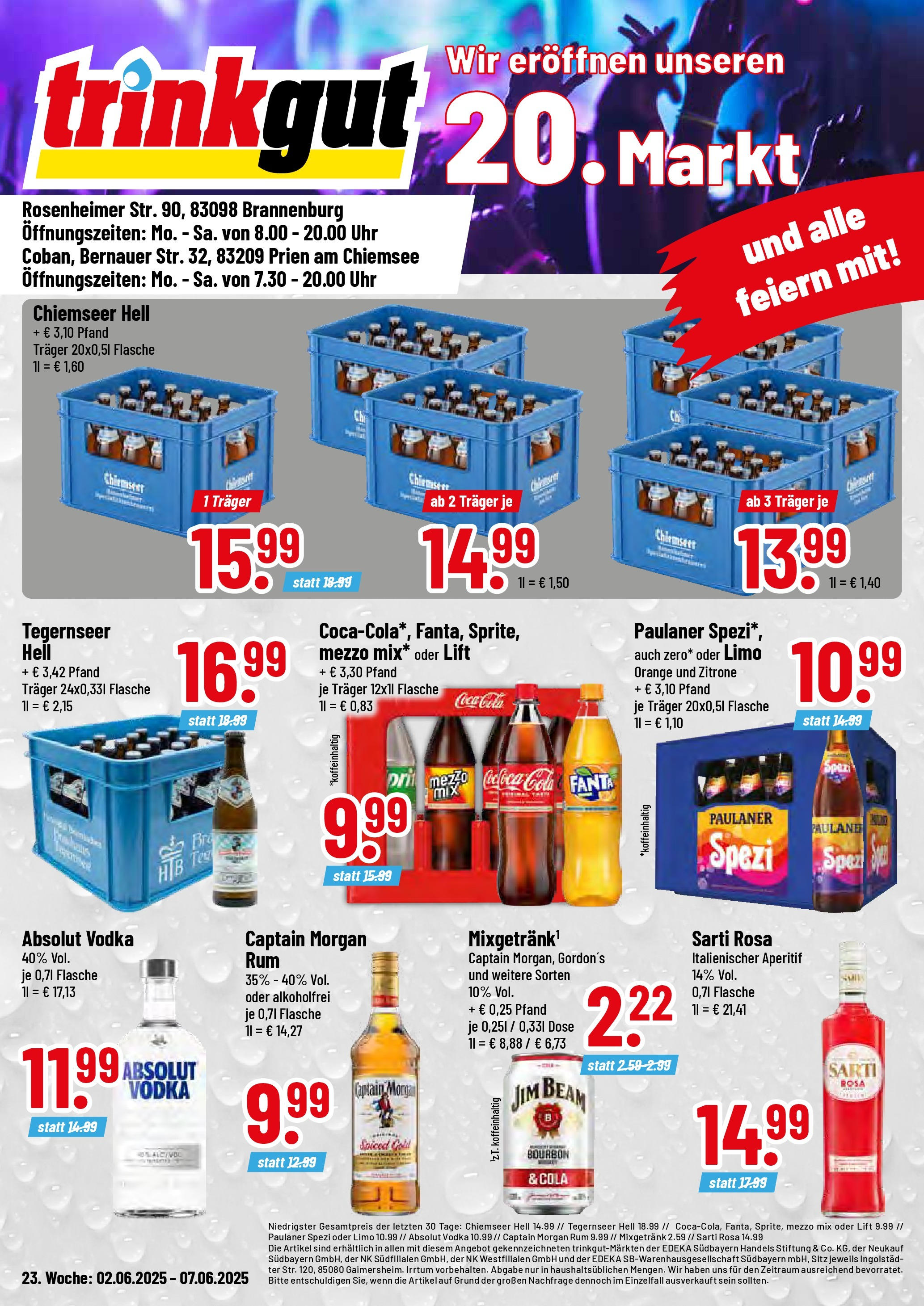 Trinkgut prospekt Prien am Chiemsee	 (ab 01.06.2025) » Angebote online | Seite: 1 | Produkte: Fanta, Cola, Paulaner spezi, Captain morgan