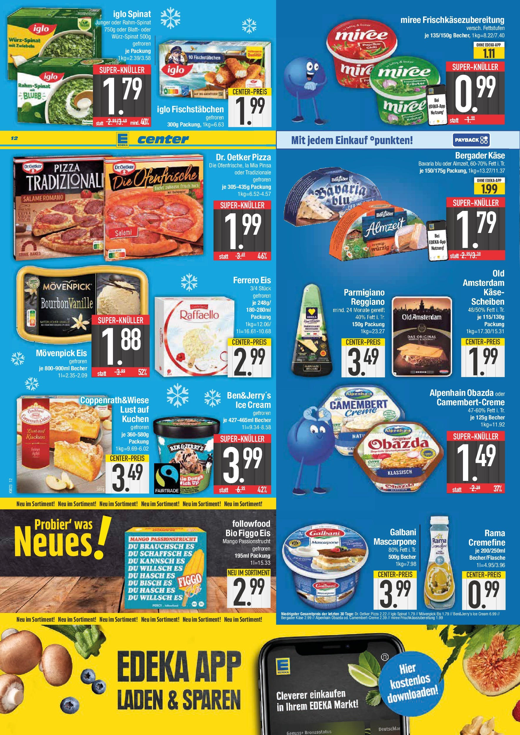 Edeka prospekt Bad Reichenhall	 (ab 01.06.2025) » Angebote Online | Seite: 12 | Produkte: Mascarpone, Rama cremefine, Fischstabchen, Eis