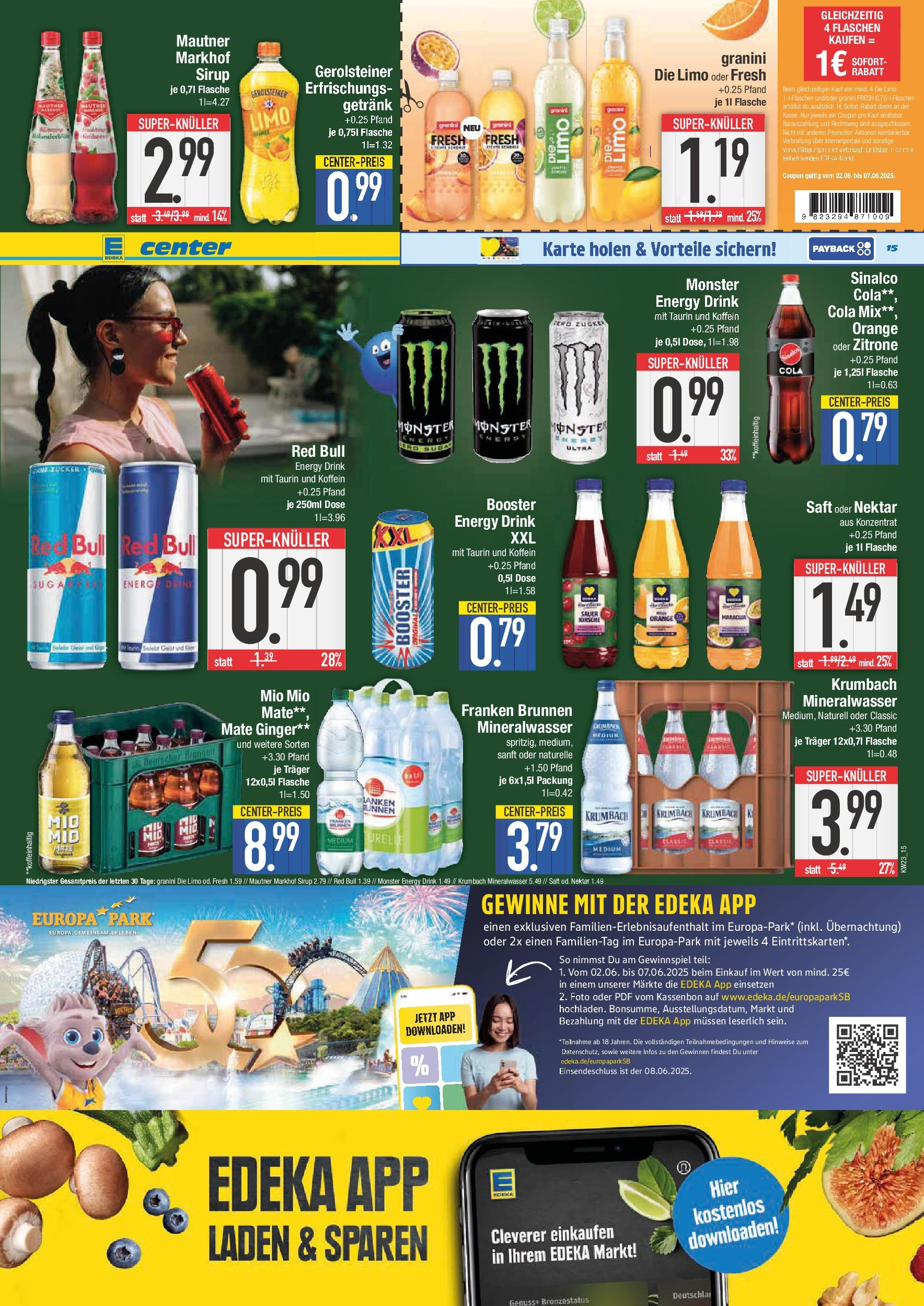 Edeka prospekt Bad Reichenhall	 (ab 01.06.2025) » Angebote Online | Seite: 15 | Produkte: Sirup, Mineralwasser, Monster, Gerolsteiner