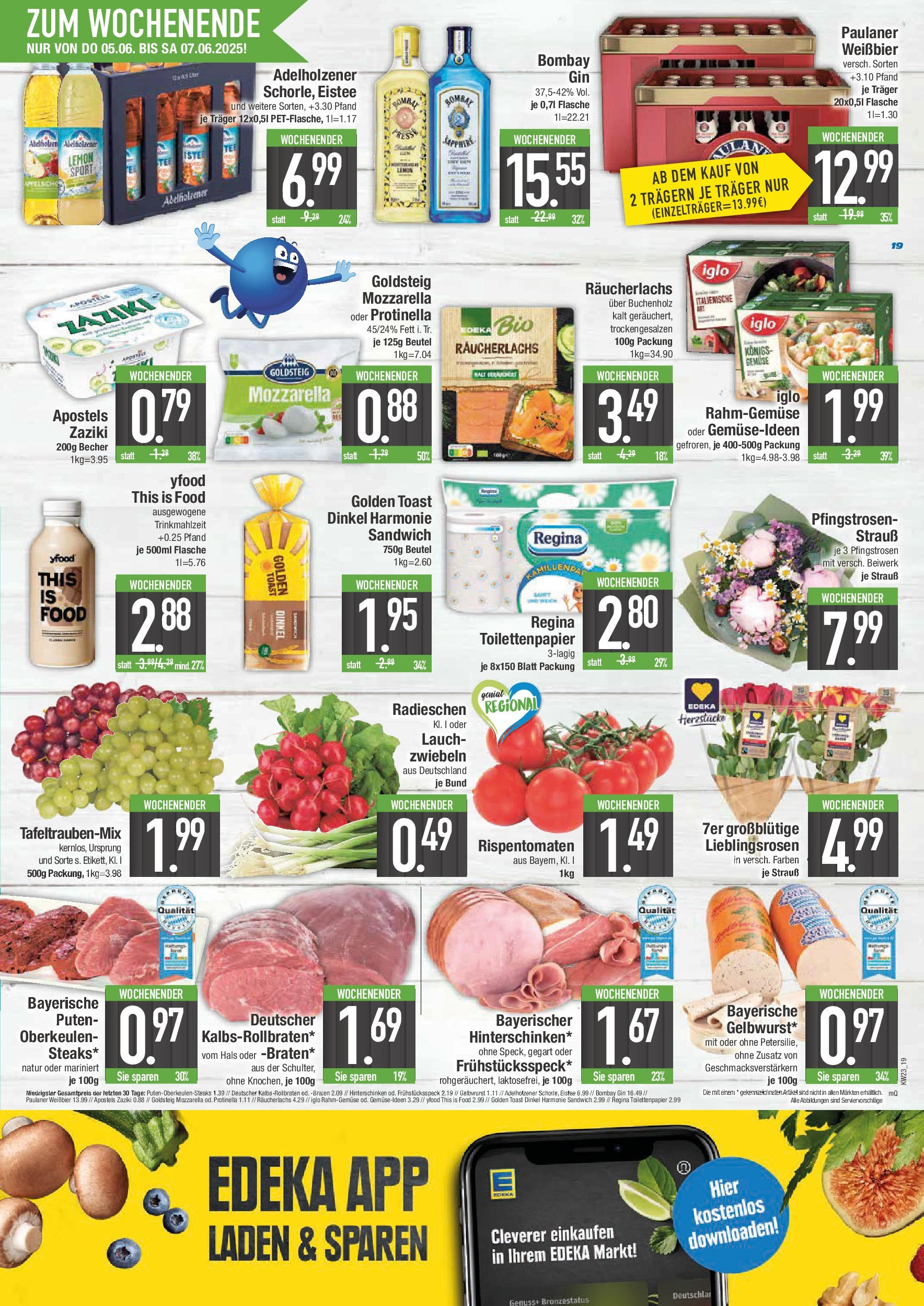 Edeka prospekt Bad Reichenhall	 (ab 01.06.2025) » Angebote Online | Seite: 19 | Produkte: Adelholzener, YFood, Gin, Paulaner