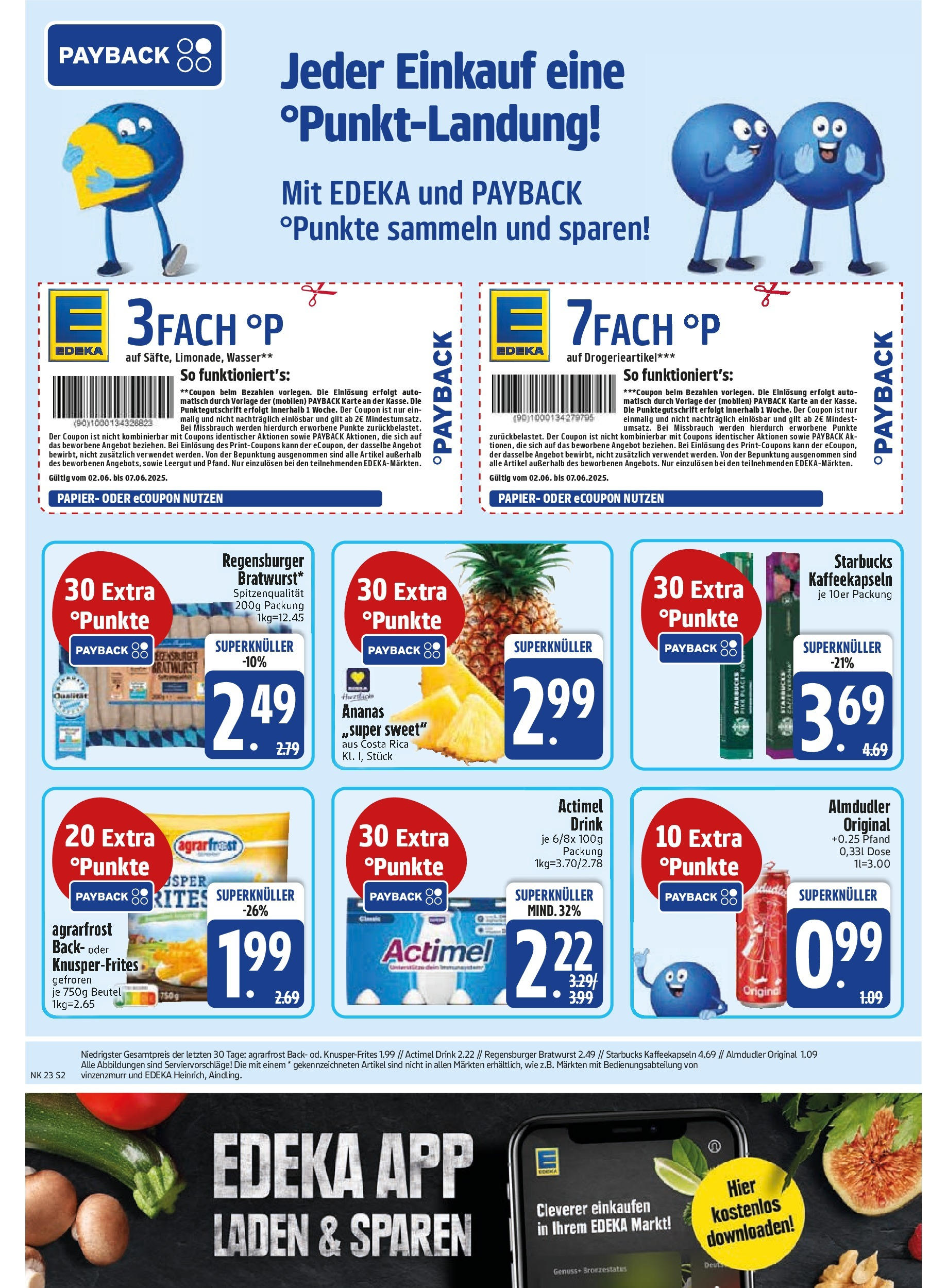 Edeka prospekt Unterföhring	 (ab 02.06.2025) » Angebote Online | Seite: 4 | Produkte: Actimel, Bratwurst, Starbucks, Wasser