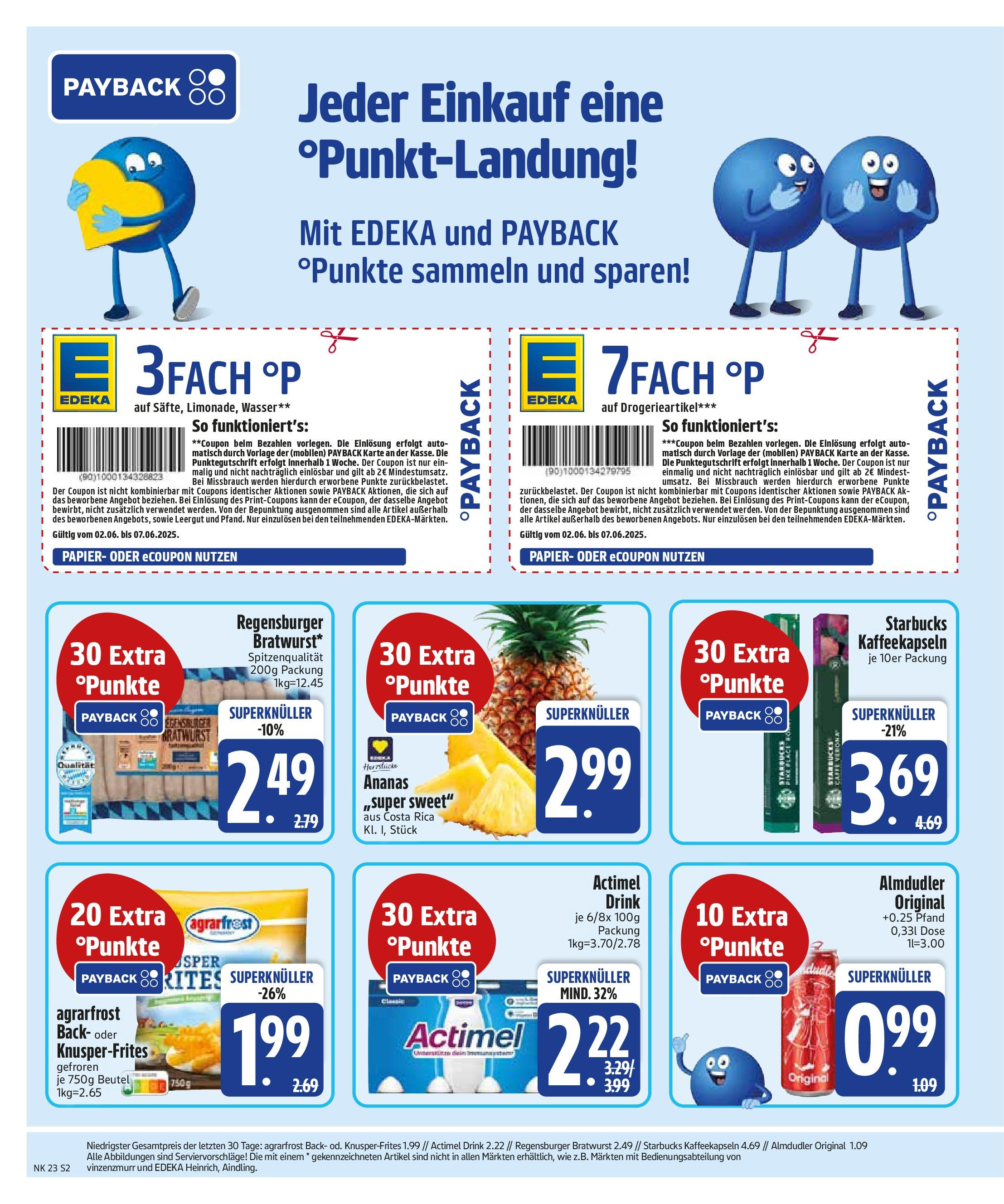 Edeka prospekt Bodenwöhr	 (ab 01.06.2025) » Angebote Online | Seite: 4 | Produkte: Actimel, Bratwurst, Starbucks, Wasser
