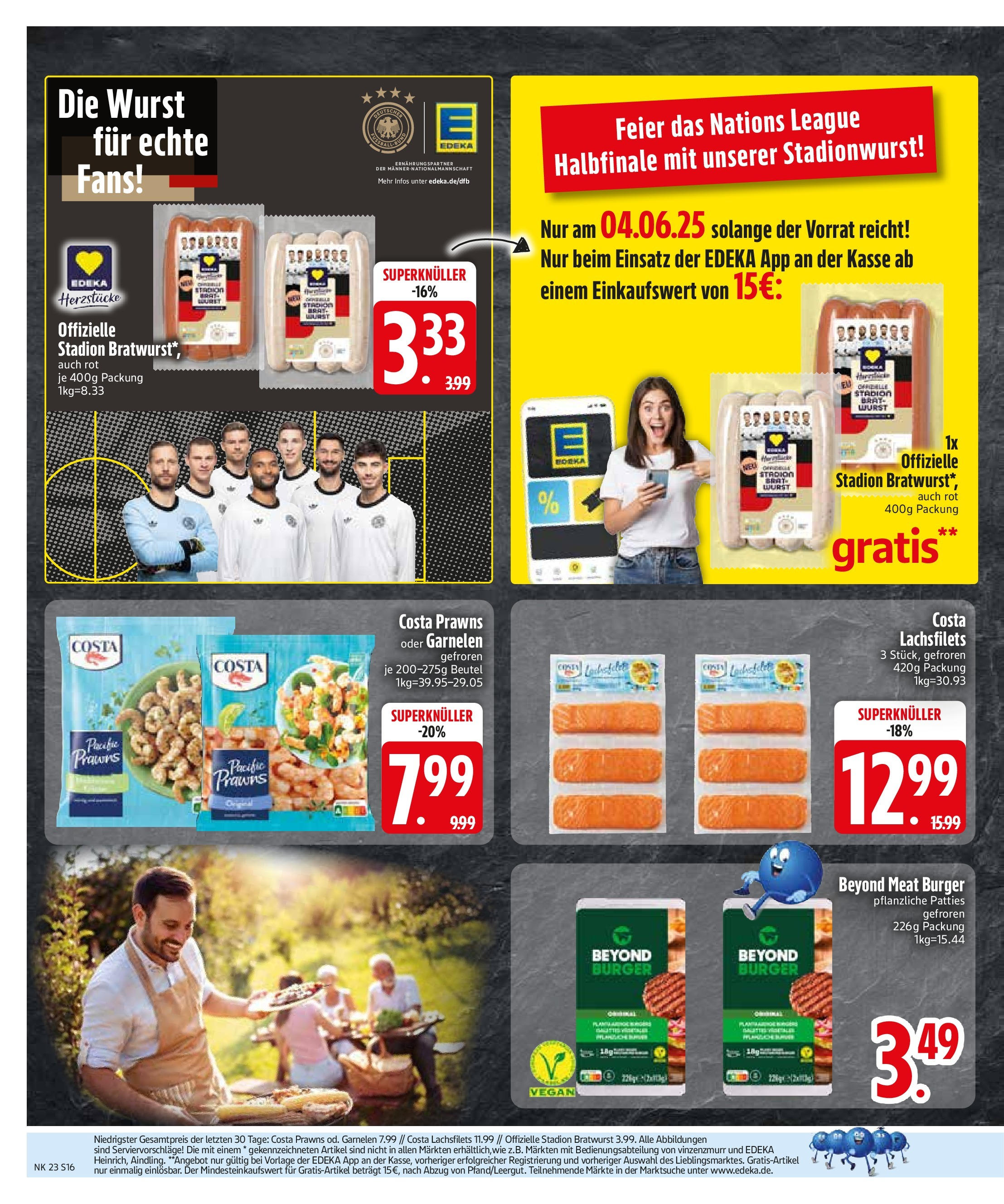 Edeka prospekt Bodenwöhr	 (ab 01.06.2025) » Angebote Online | Seite: 18 | Produkte: Bratwurst, Burger, Garnelen, Wurst